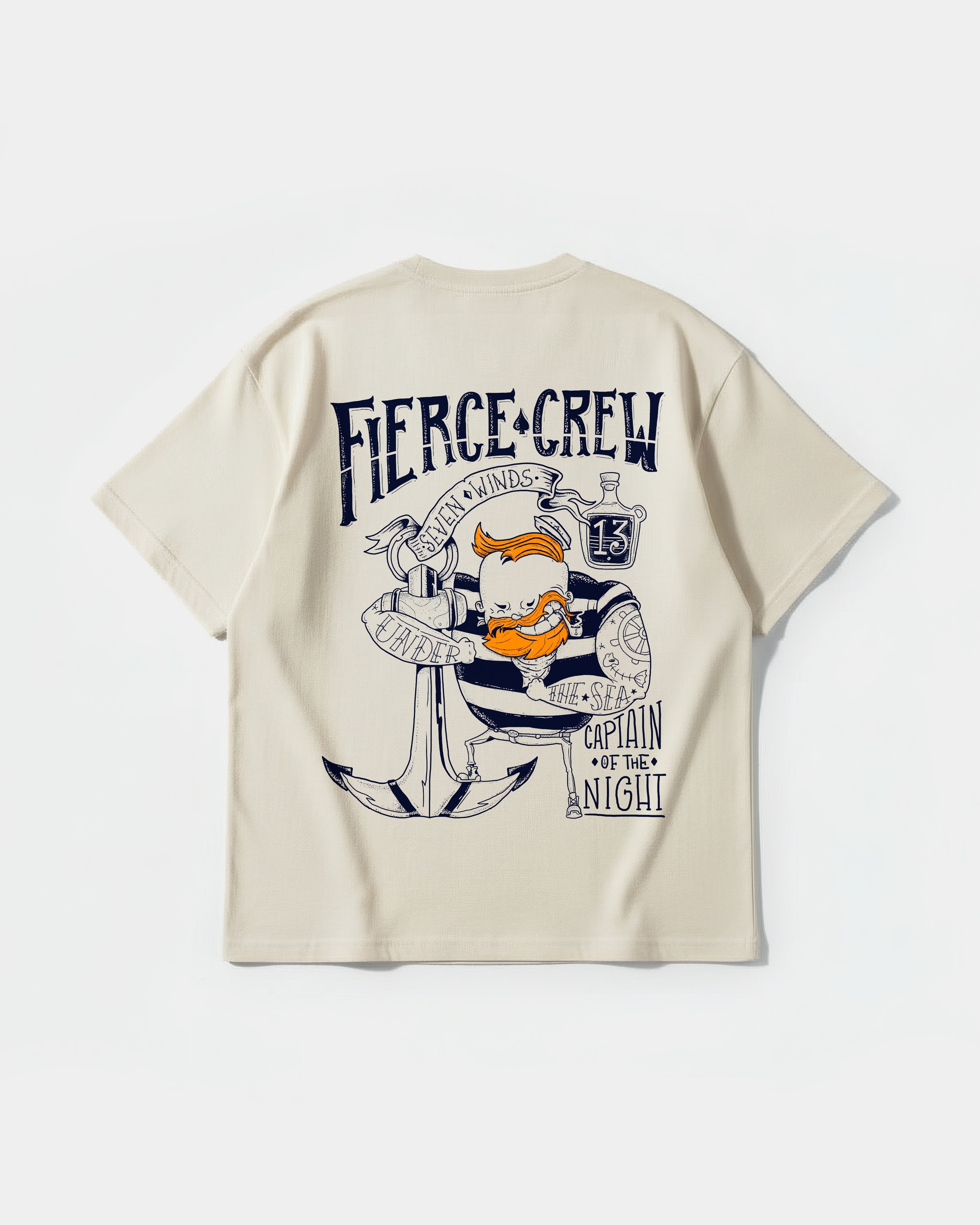 Camiseta Fierce Crew Pocket Front Oversize Basic Beige