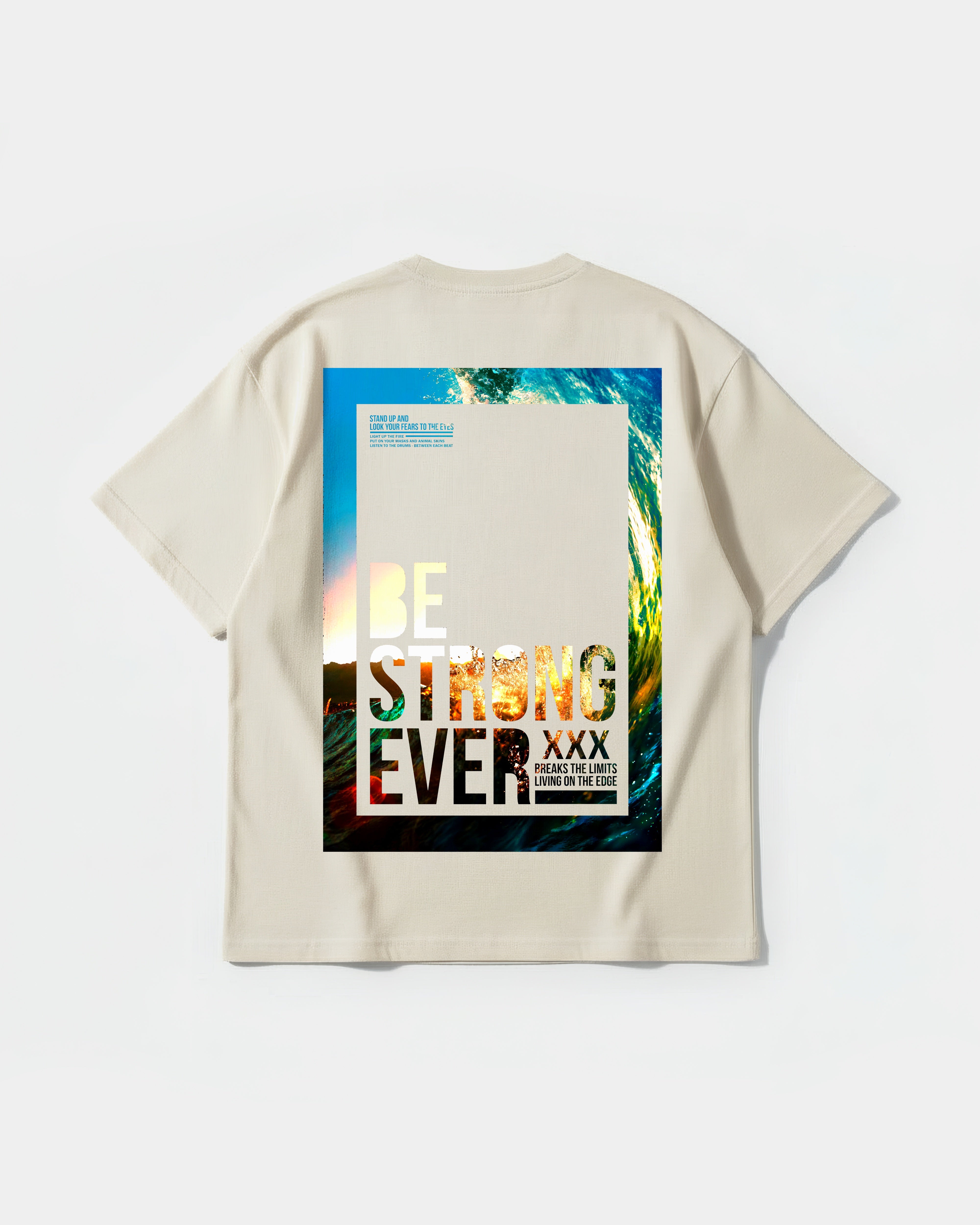 Camiseta Be Strong Big Back Oversize Basic Beige