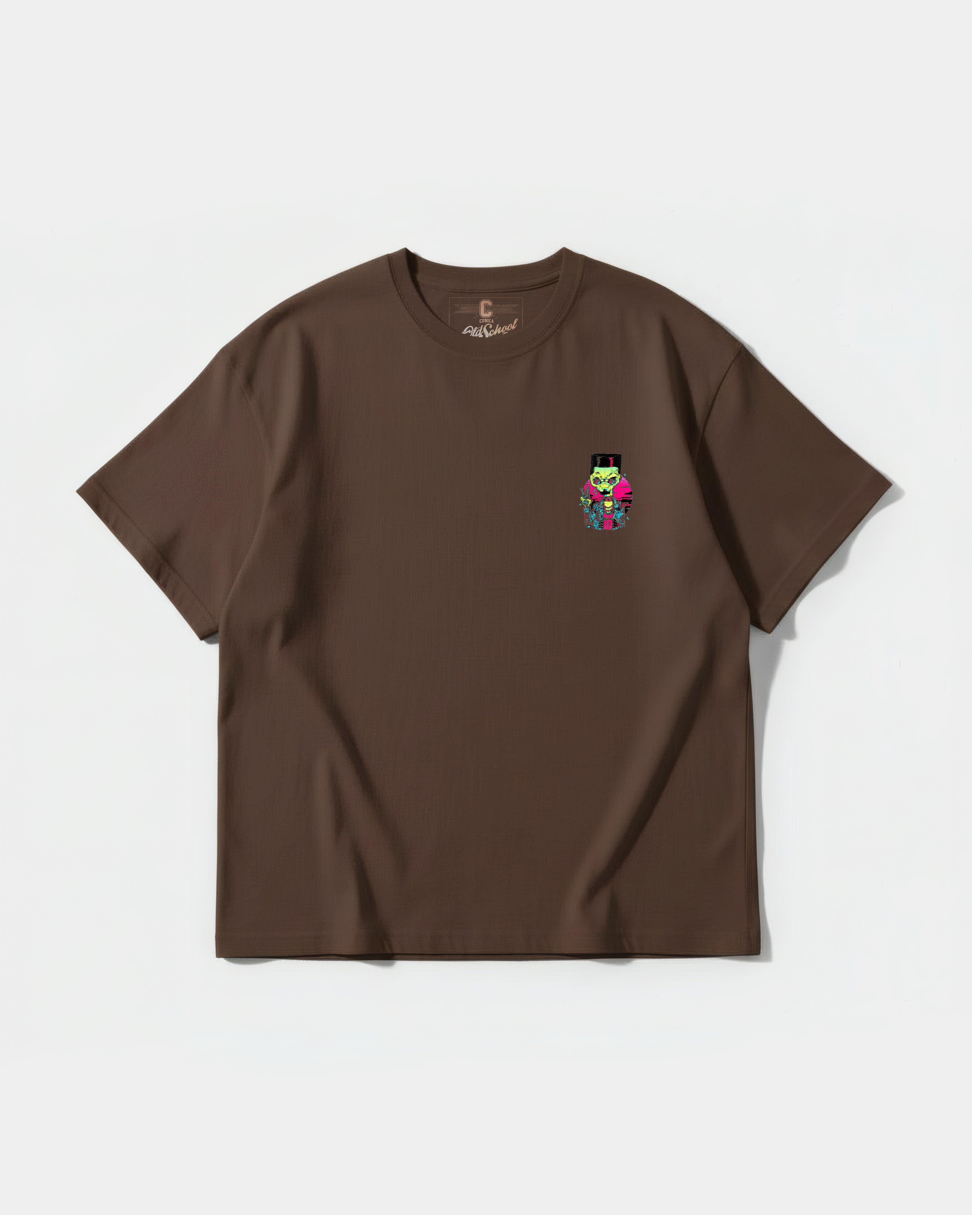 Camiseta Alien In Miami Pocket Front Oversize Basic Marron