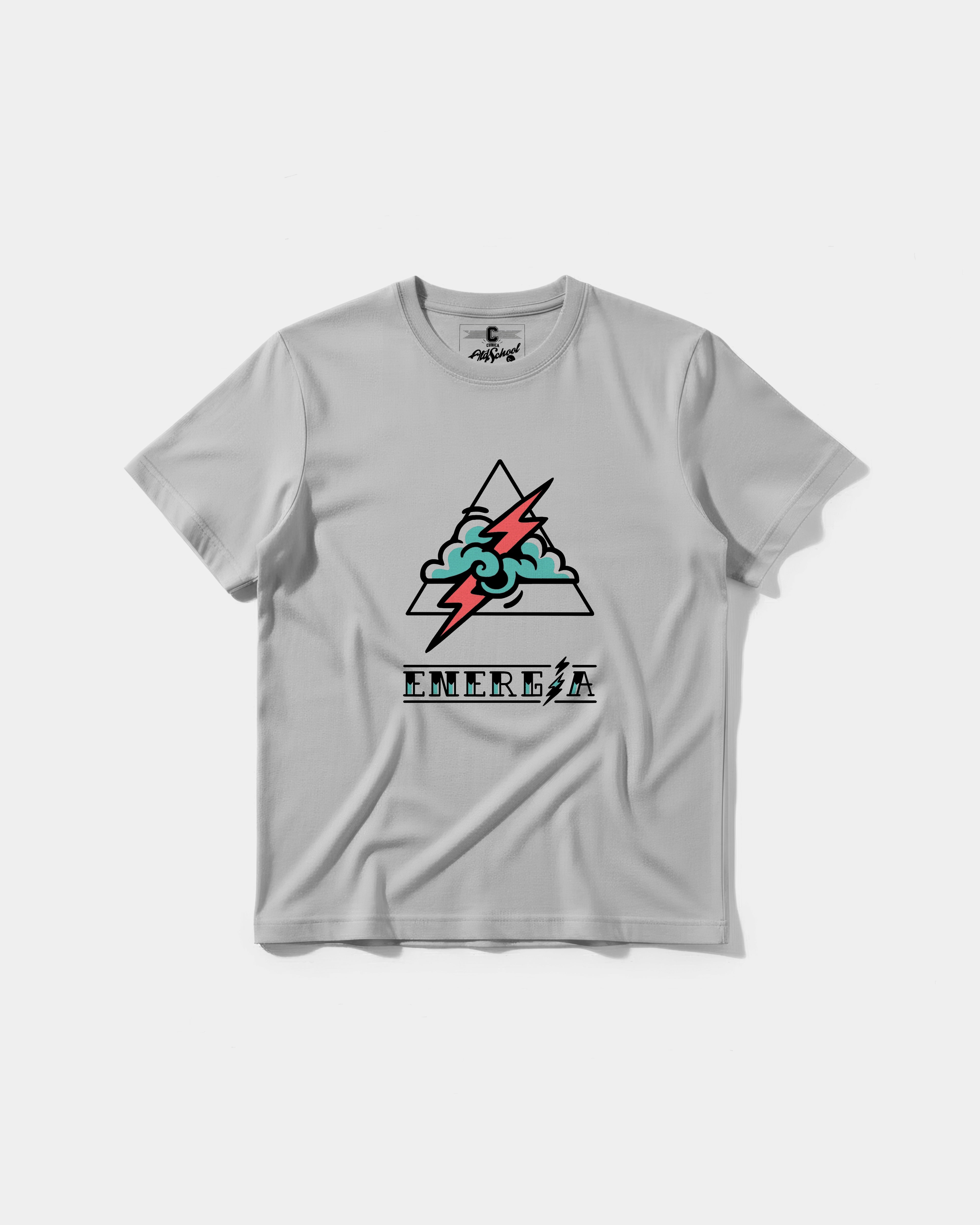 Camiseta Cubica Energia Big Front Regular Basic Gris