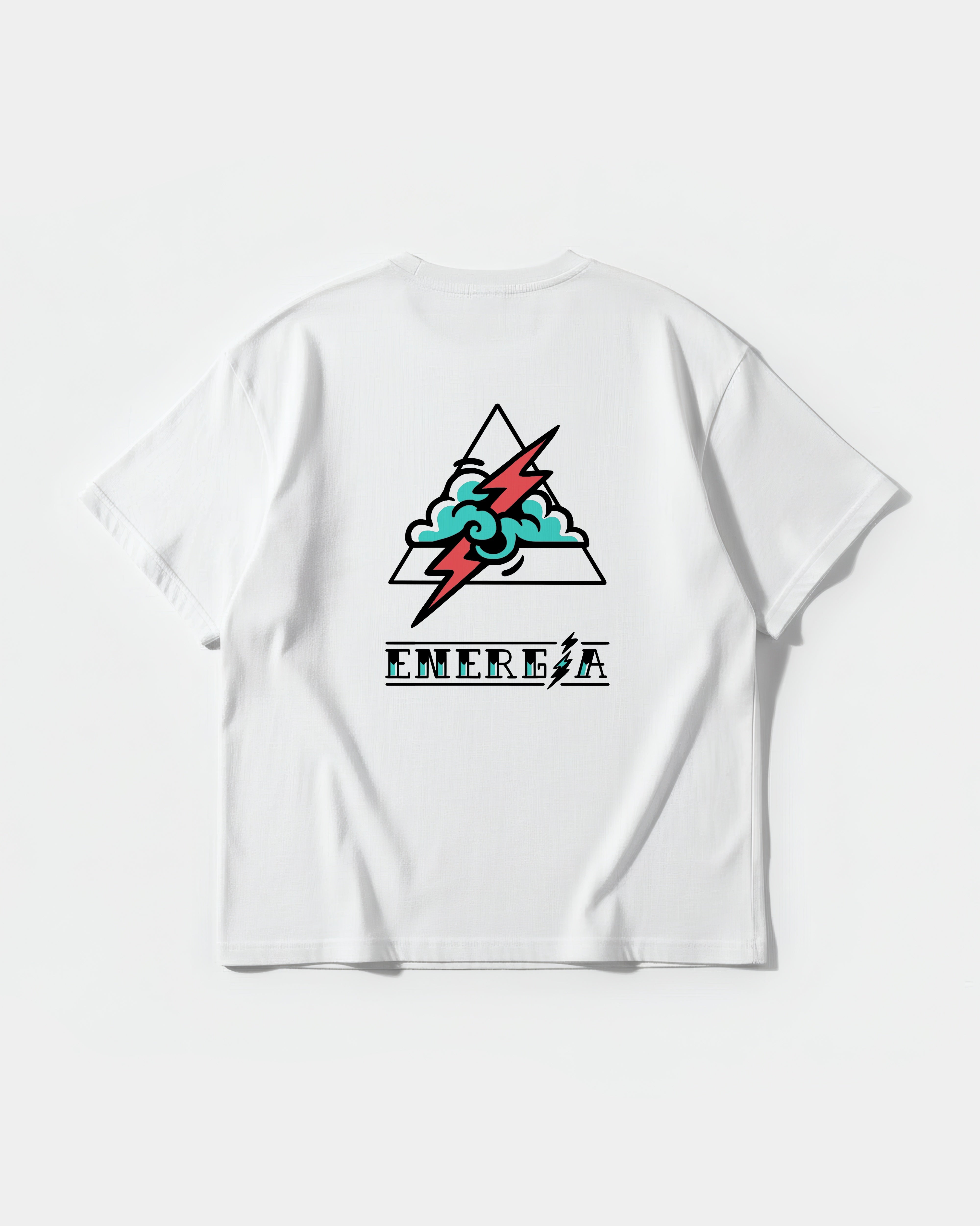 Camiseta Cubica Energia Big Back Oversize Basic Blanco