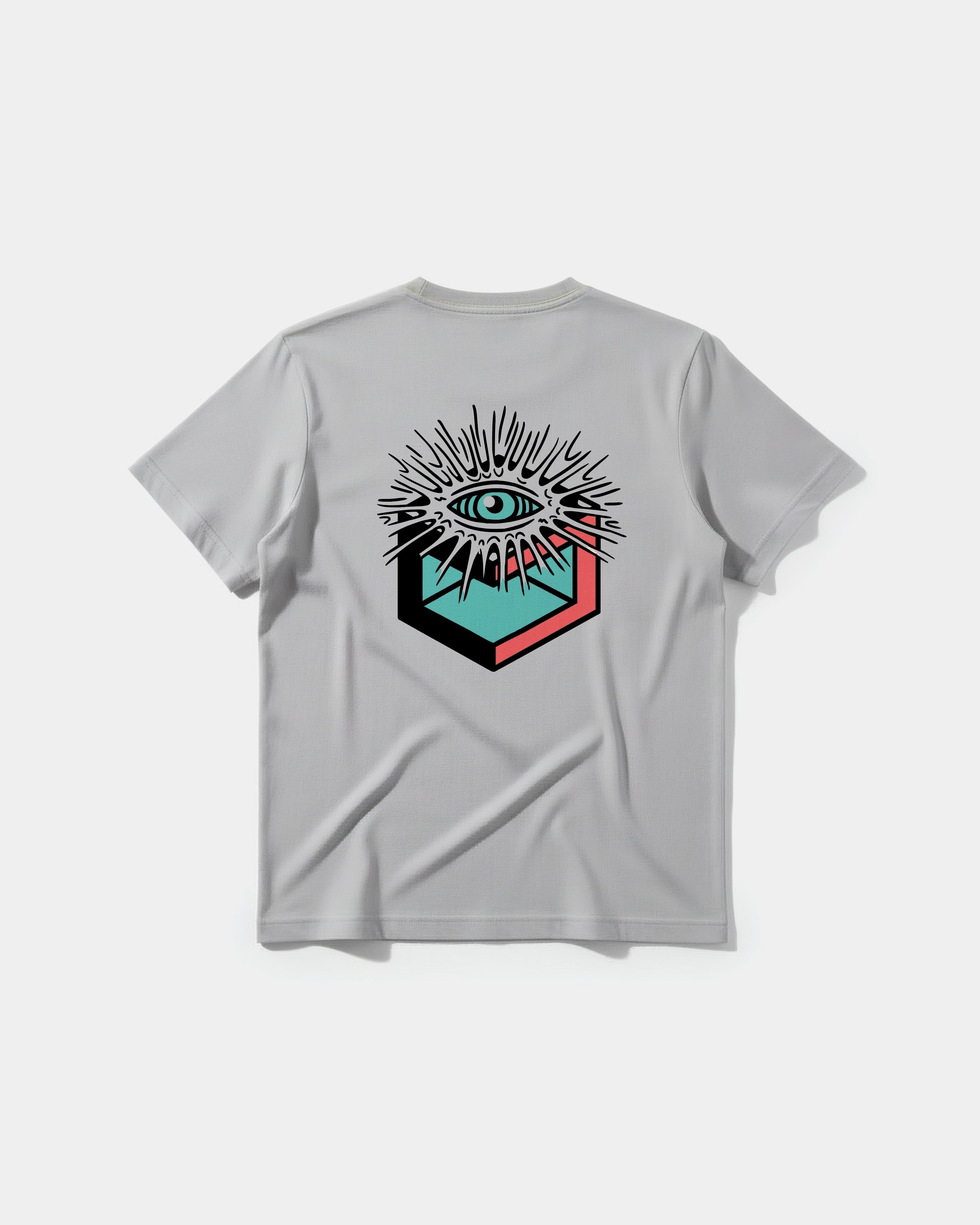 Camiseta Cubo Eyes Big Back Regular Basic Gris