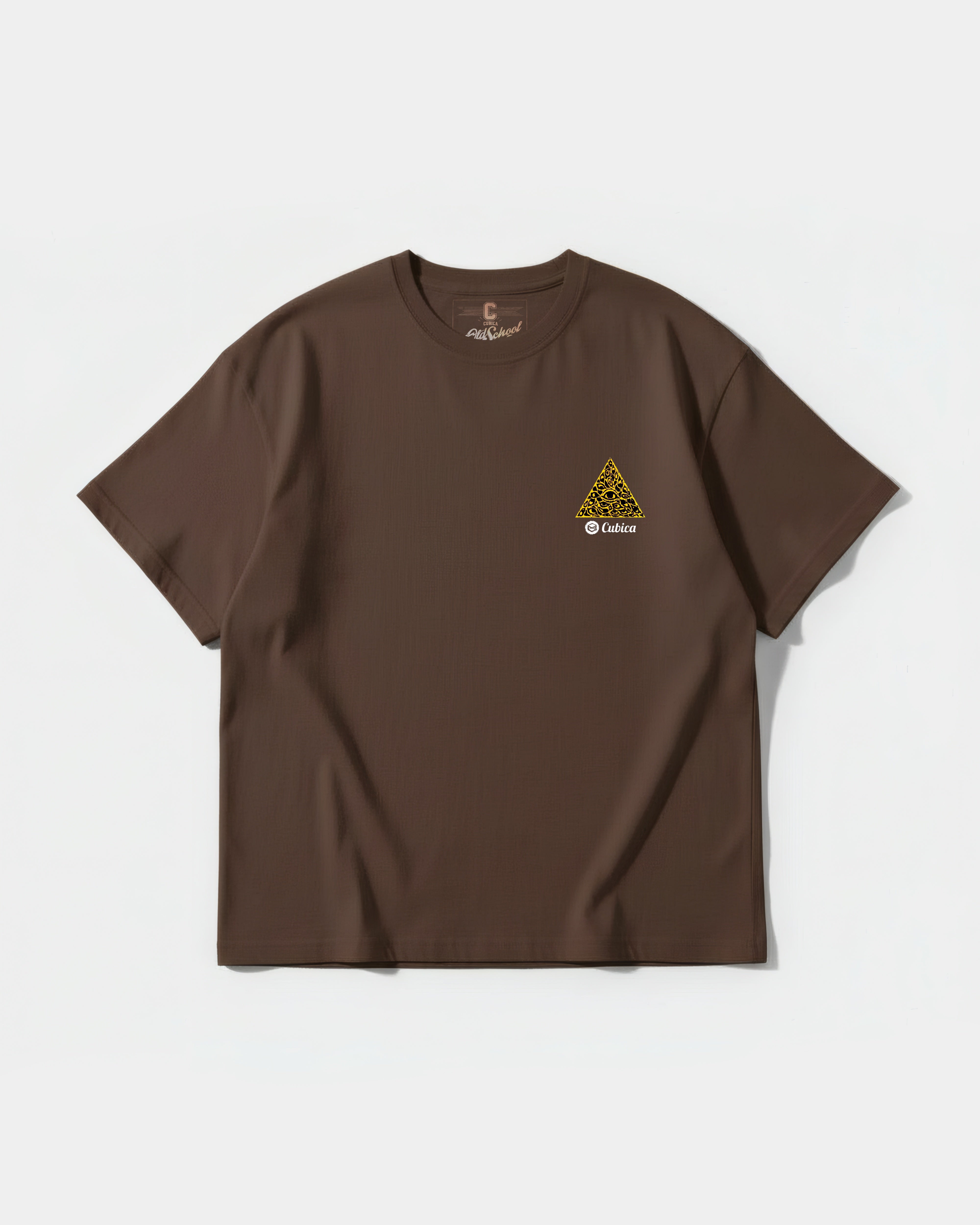 Camiseta Cubica Iluminati Pocket Front Oversize Basic Marron