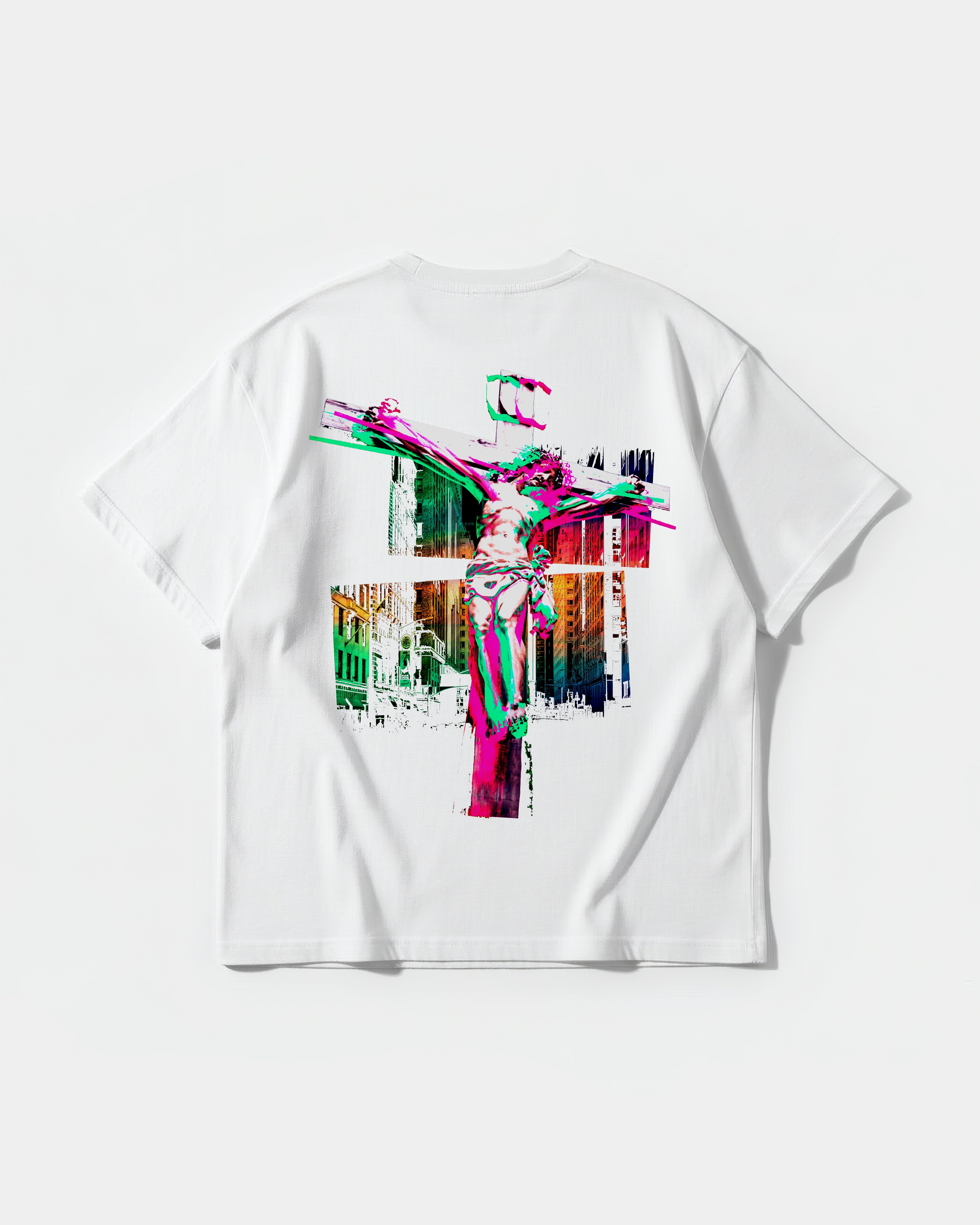 Camiseta Cristo Big Back Oversize Basic Blanco
