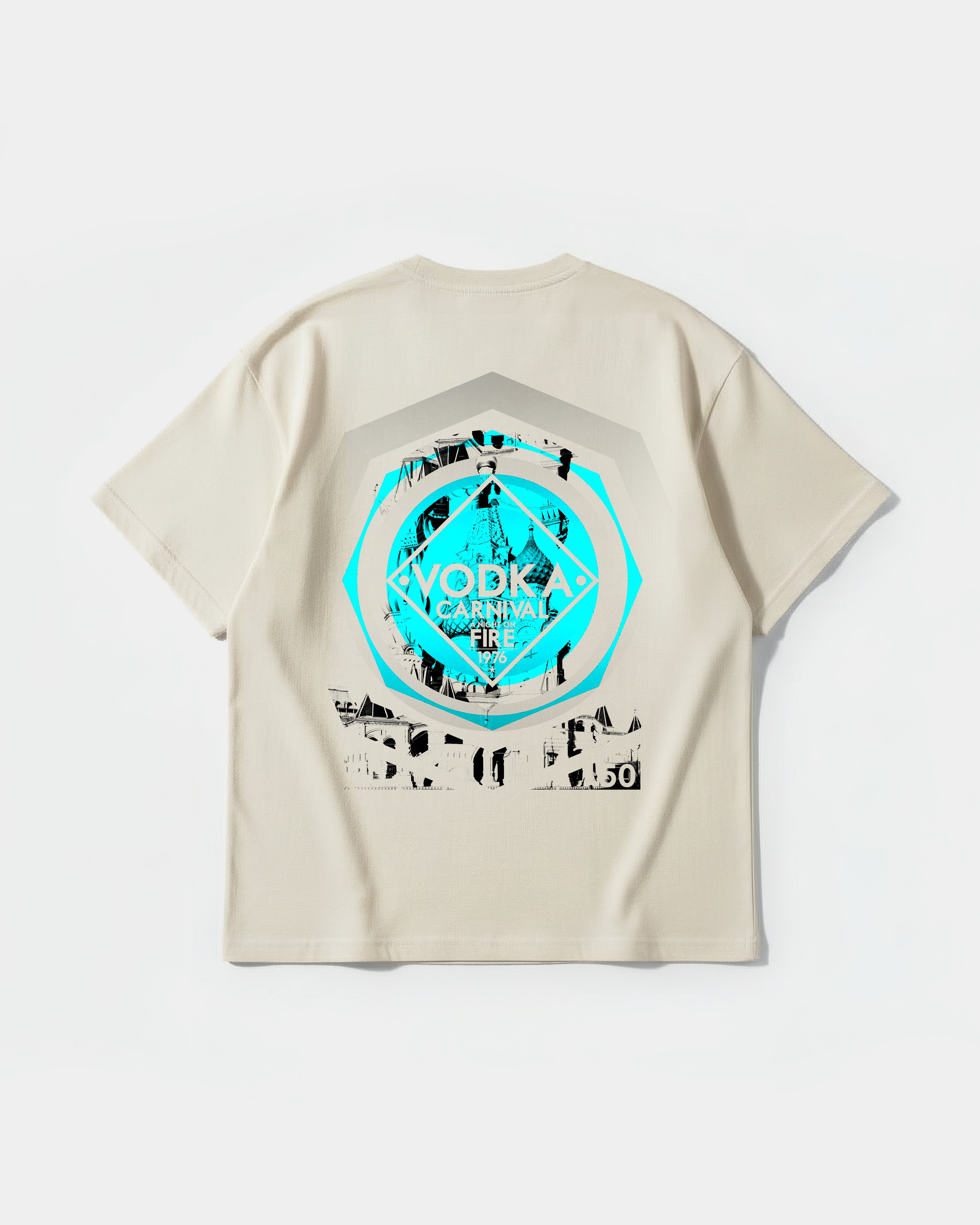 Camiseta Vodka Big Back Oversize Basic Beige