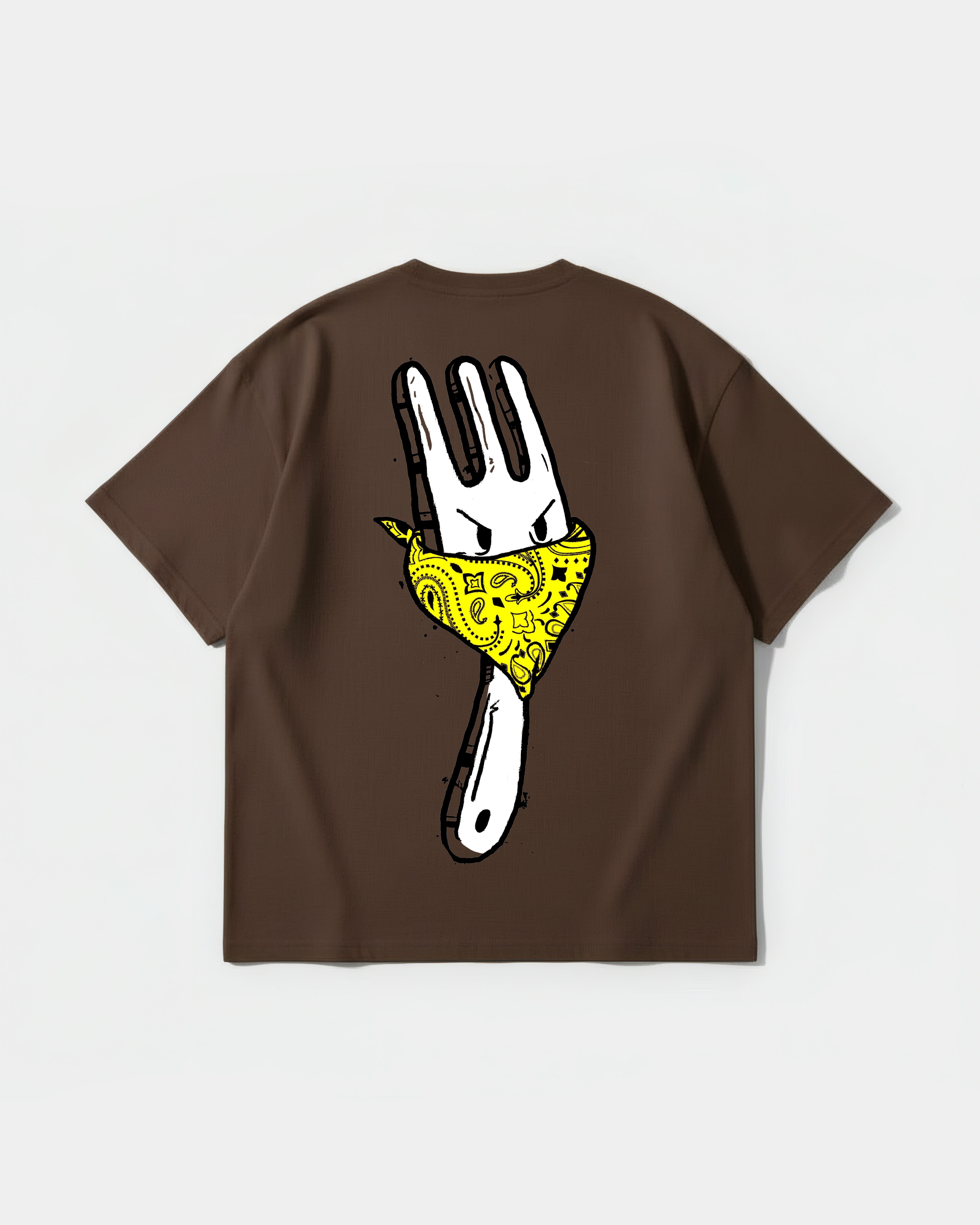 Camiseta Angry Fork Big Back Oversize Basic Marron