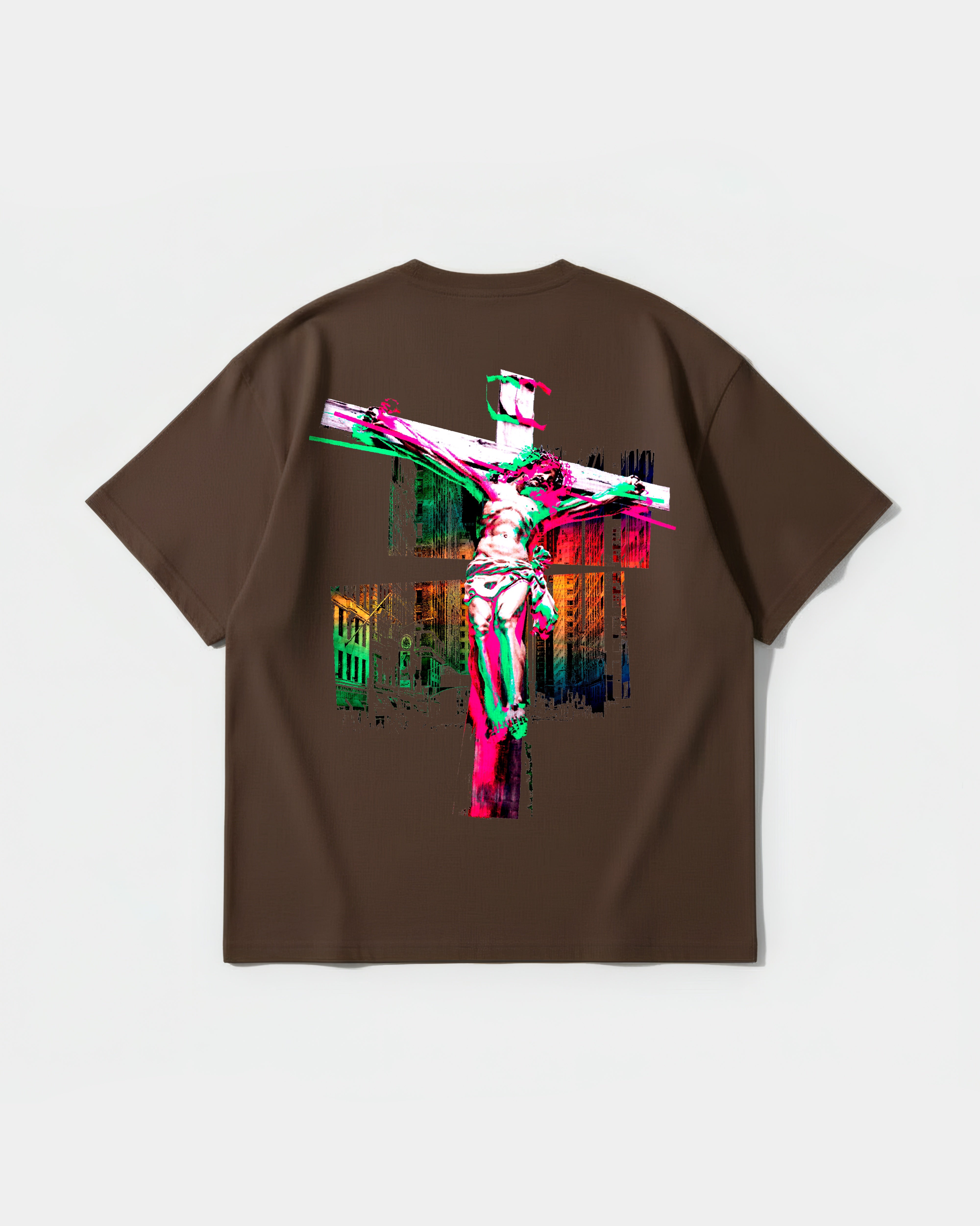 Camiseta Cristo Big Back Oversize Basic Marron