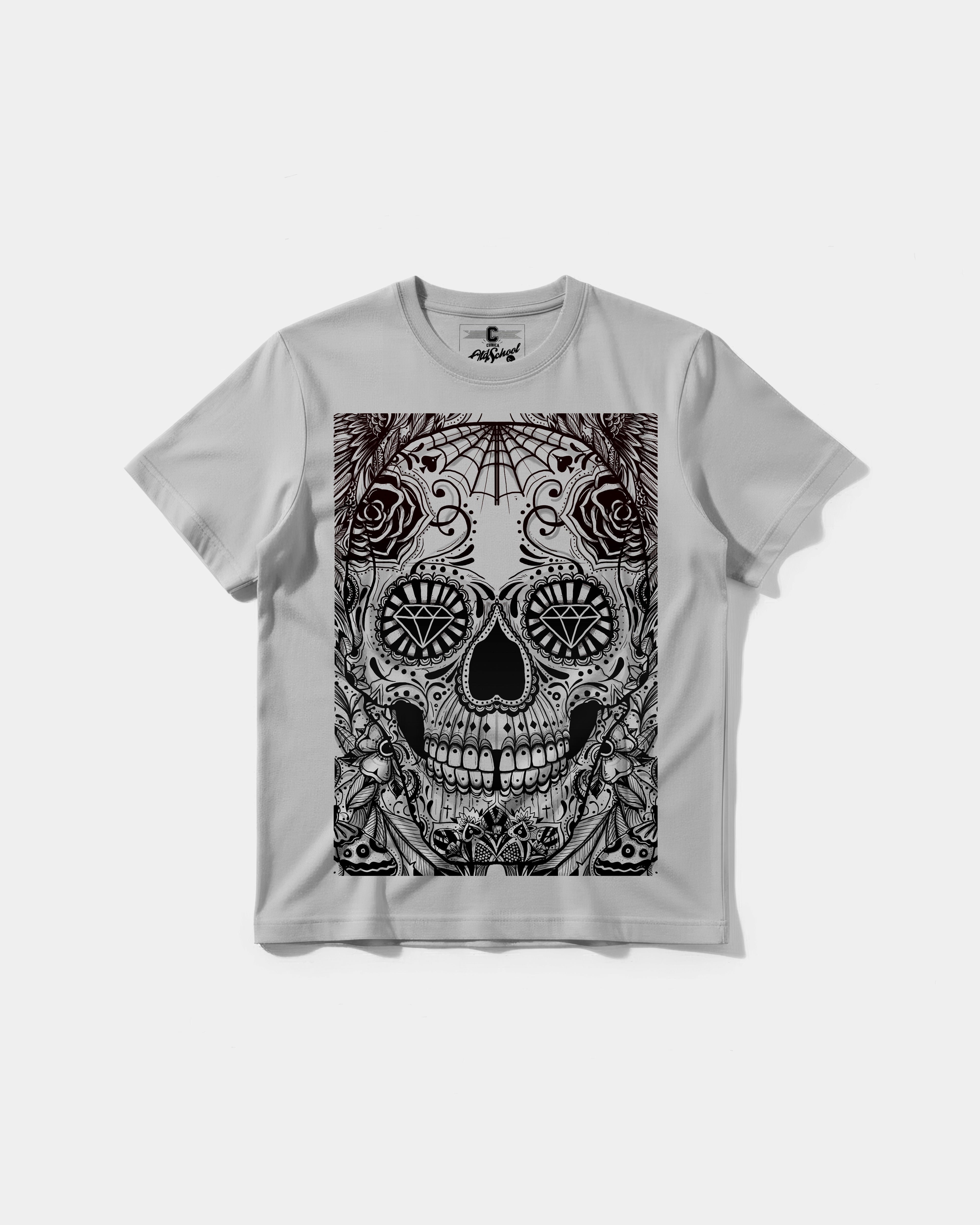 Camiseta Catrina Big Front Regular Basic Gris