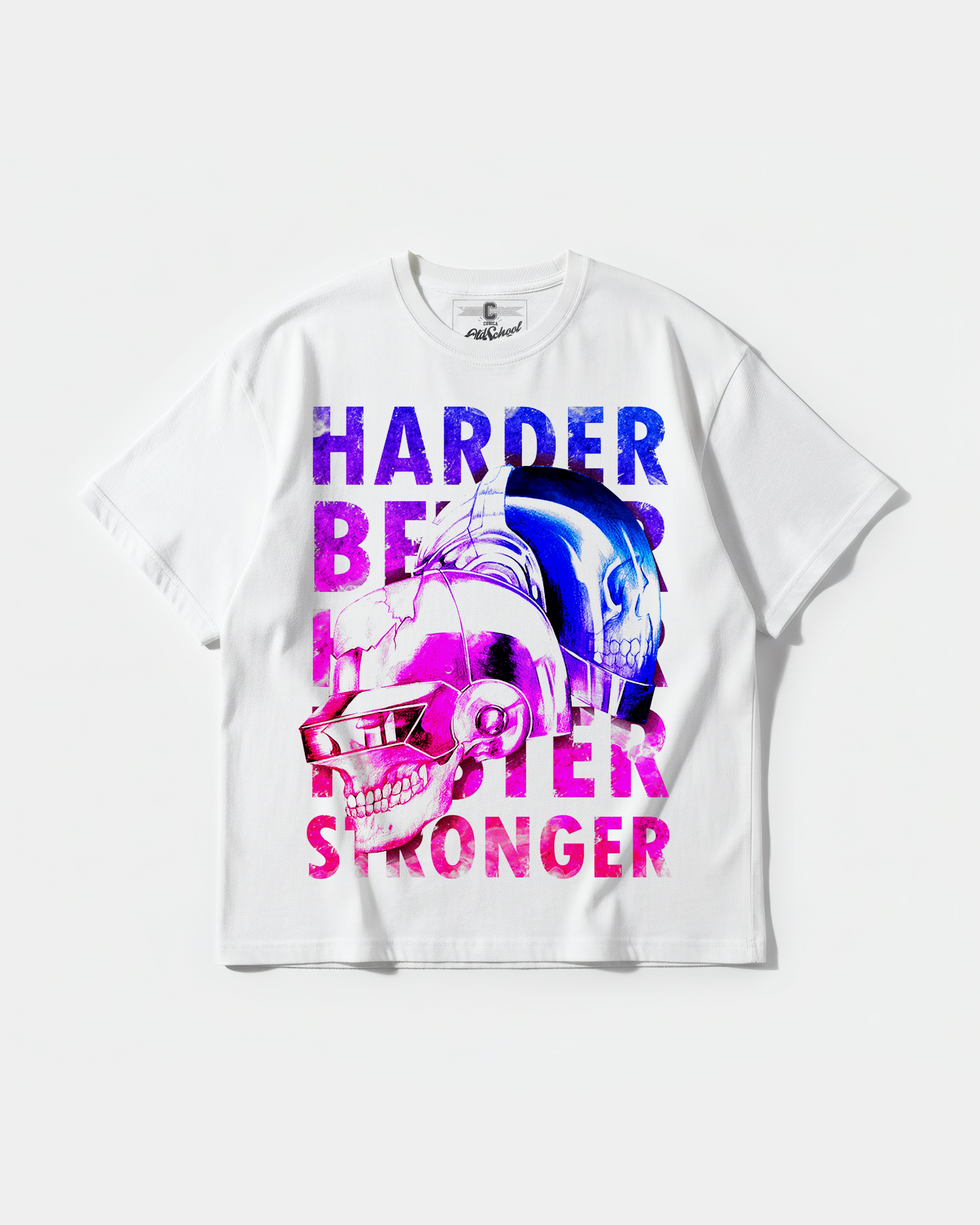 Camiseta Craneos Daft Punk Front Oversize Basic Blanco