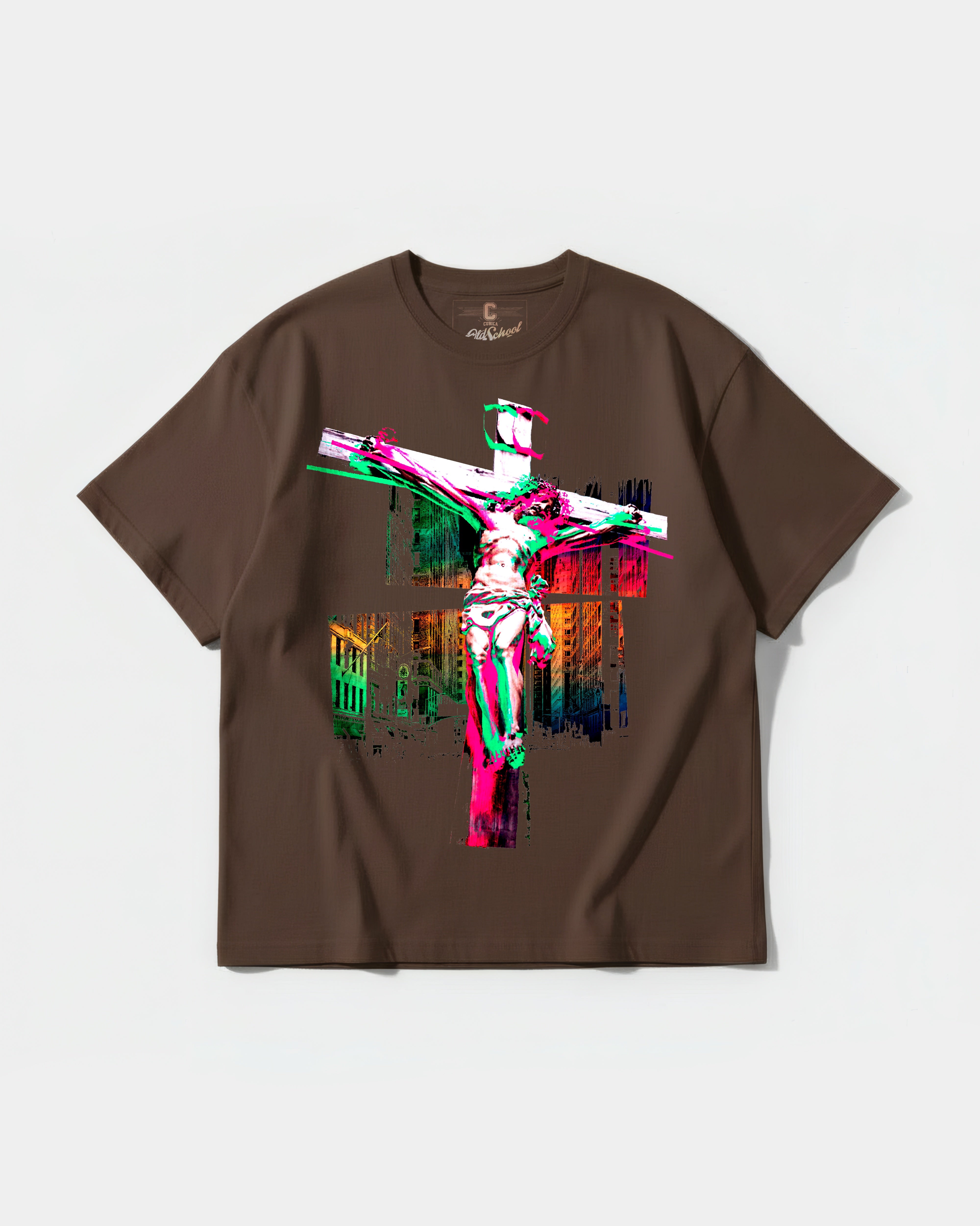 Camiseta Cristo Big Front Oversize Basic Marron