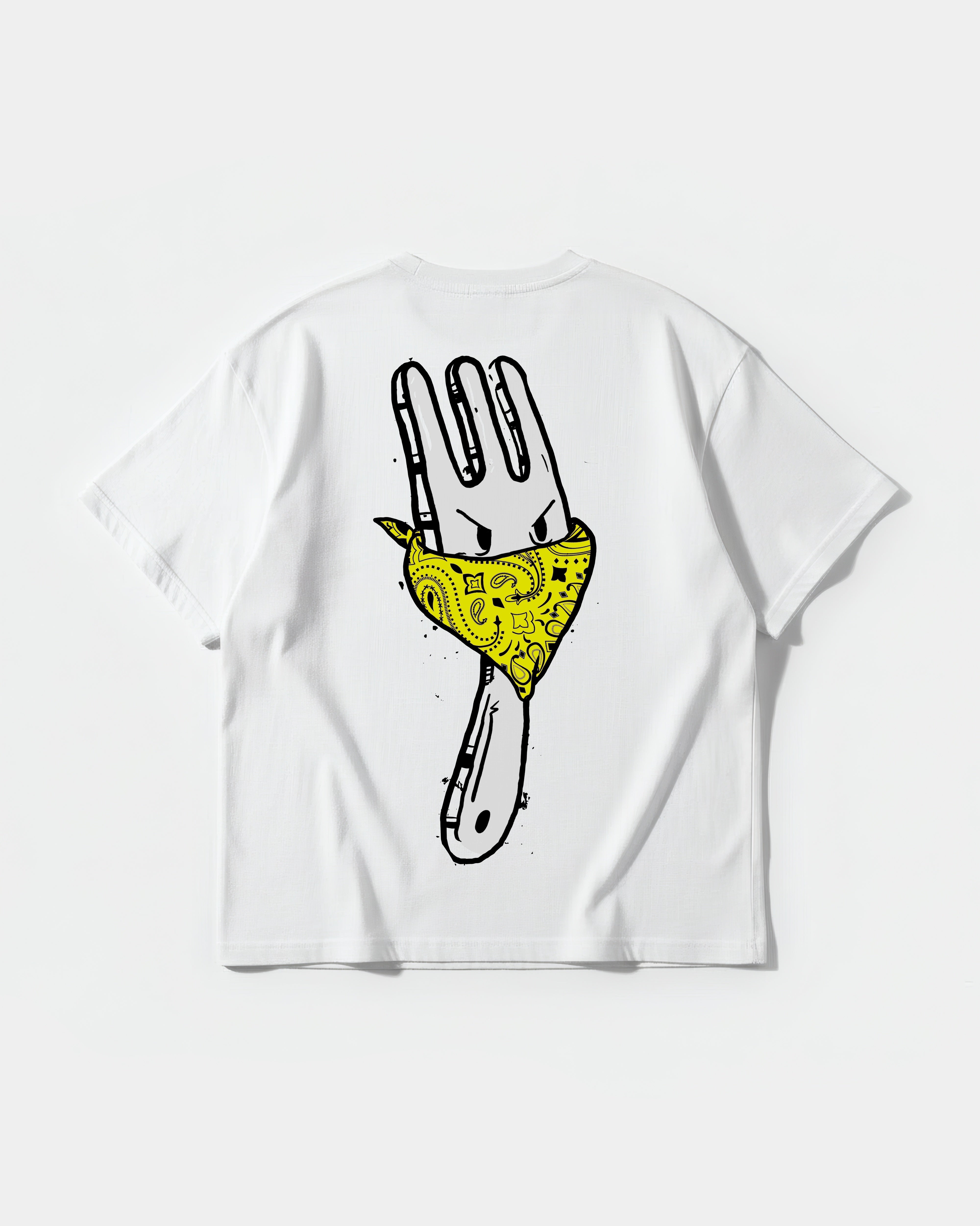 Camiseta Angry Fork Big Back Oversize Basic Blanco