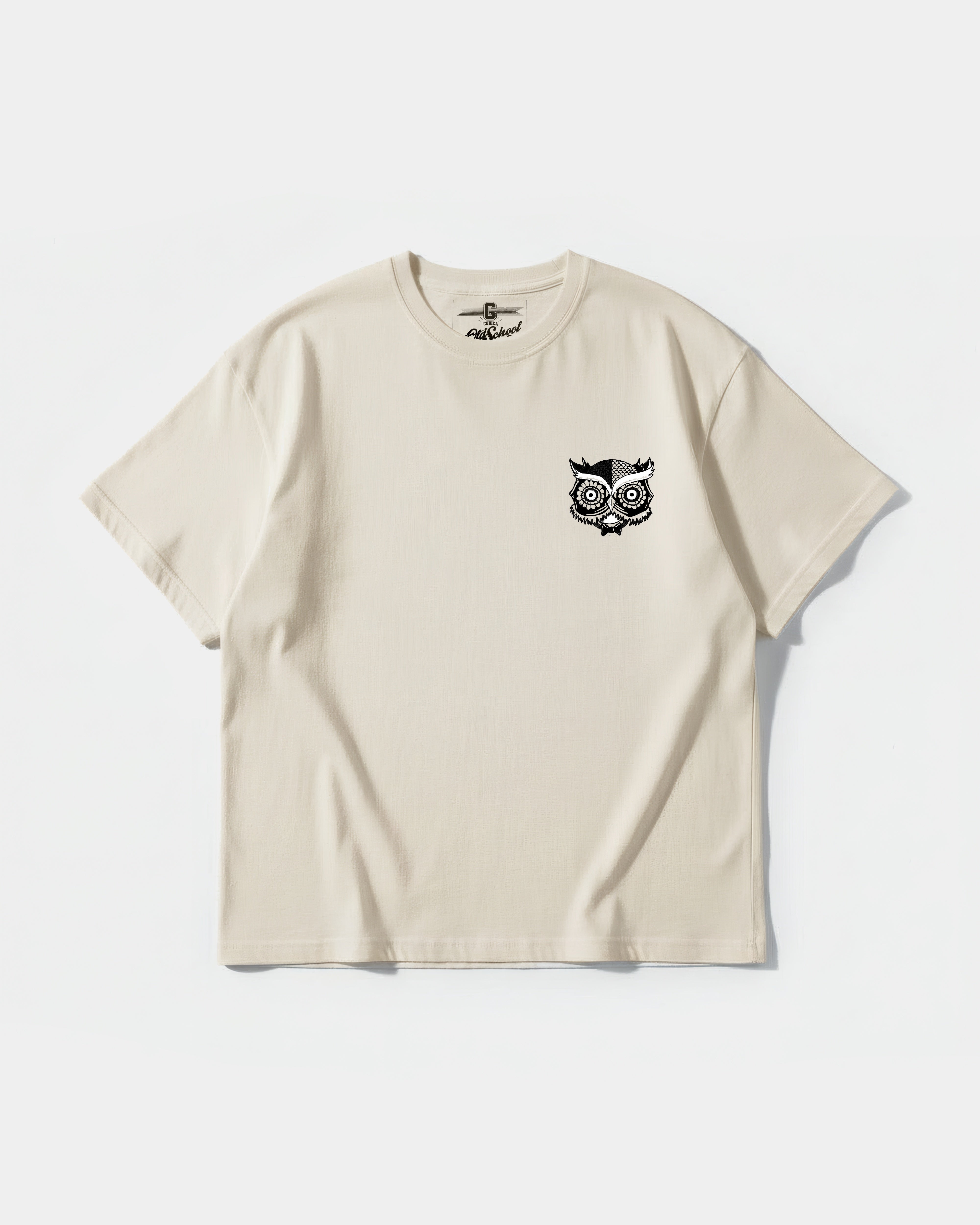 Camiseta Buho Pocket Front Oversize Basic Beige