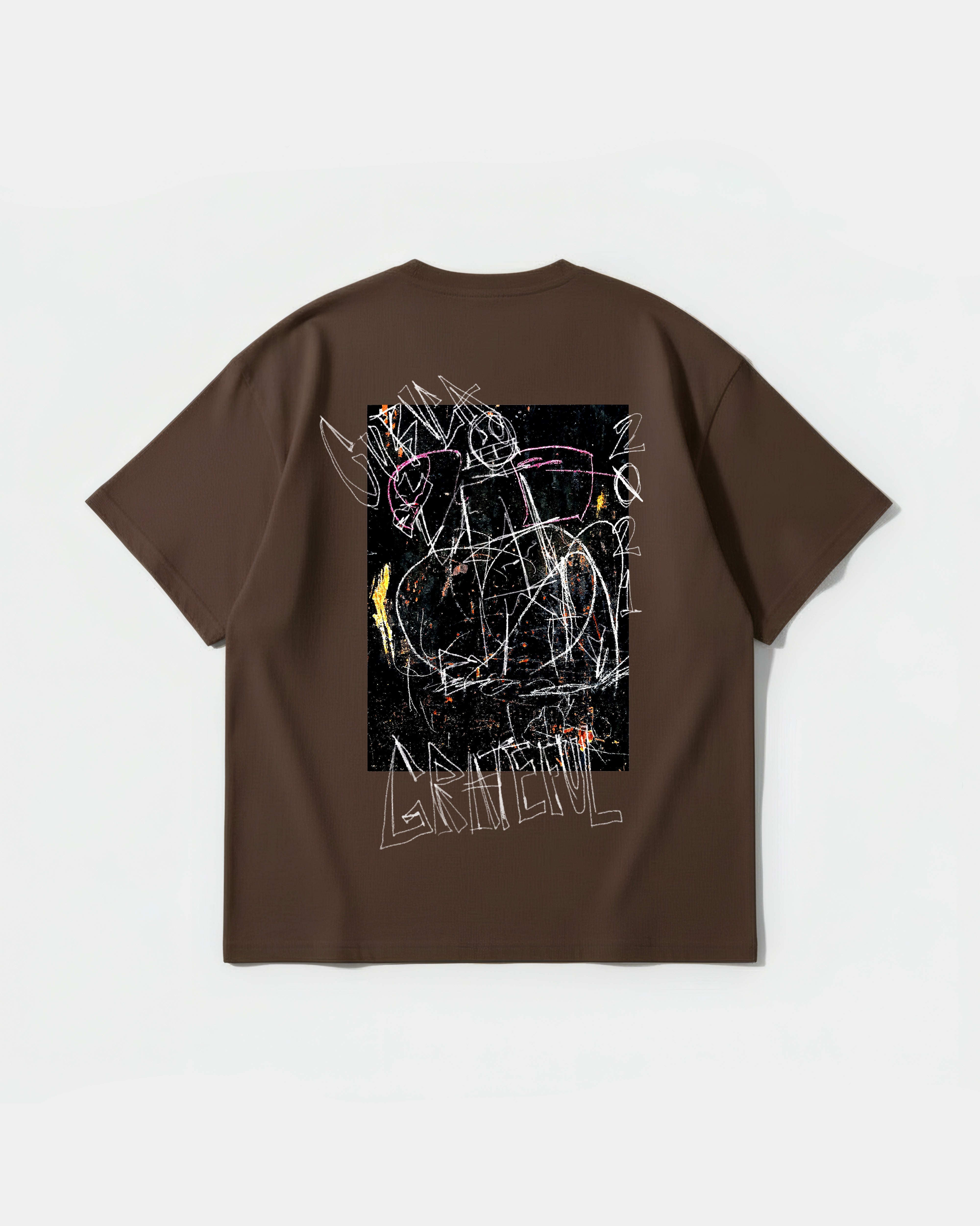 Camiseta Cubica Grateful Big Back Oversize Basic Marron