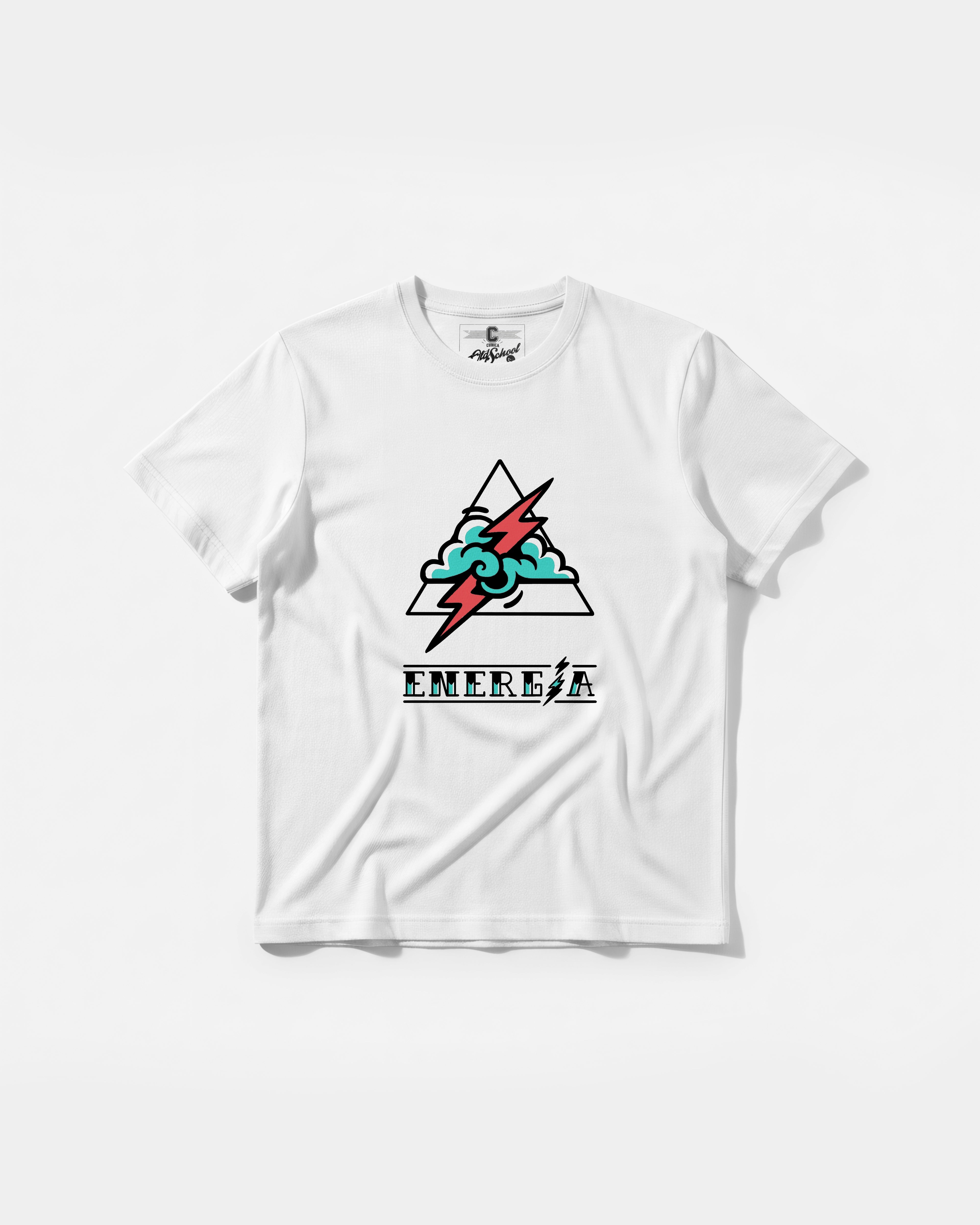 Camiseta Cubica Energia Big Front Regular Basic Blanco