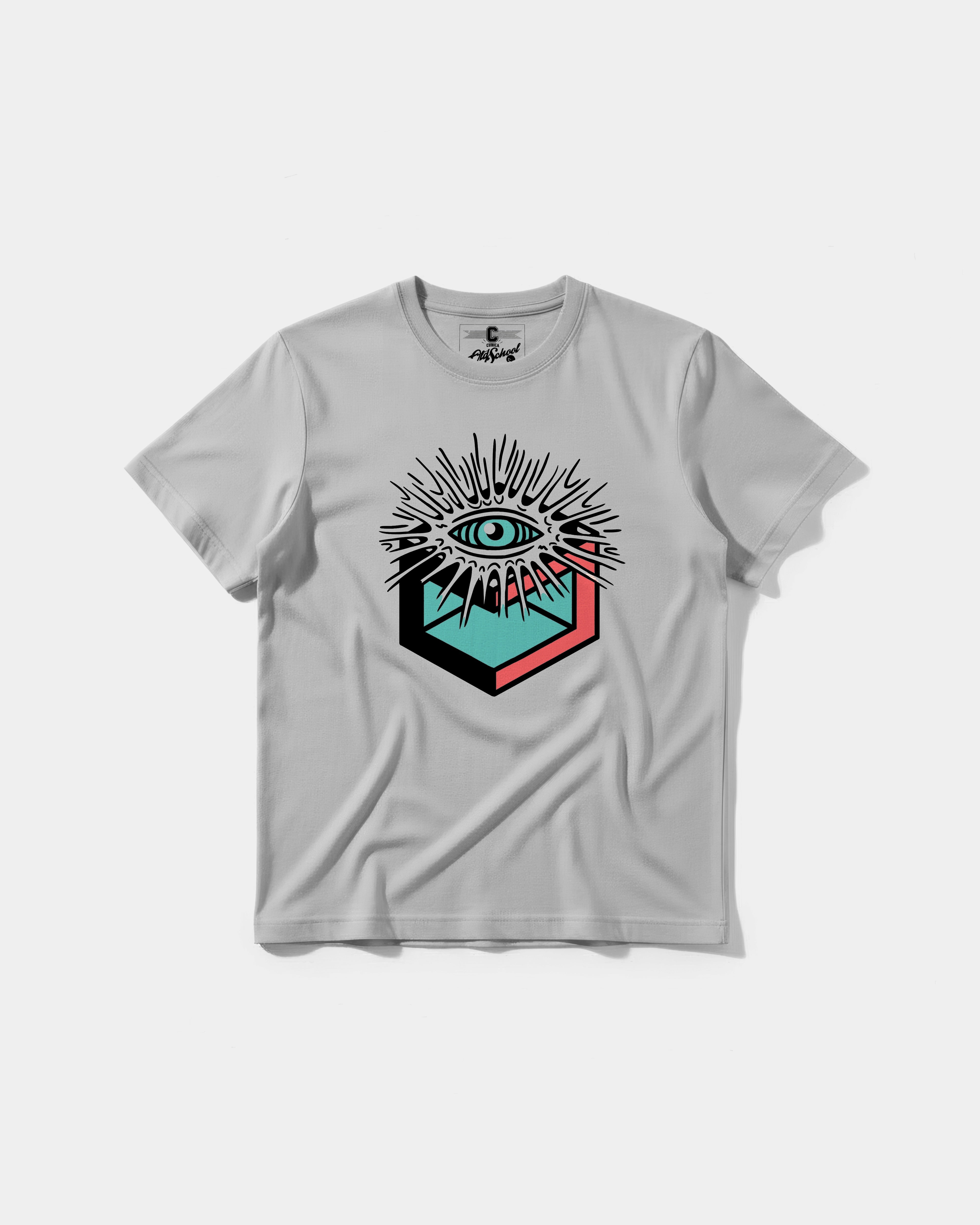 Camiseta Cubo Eyes Big Front Regular Basic Gris
