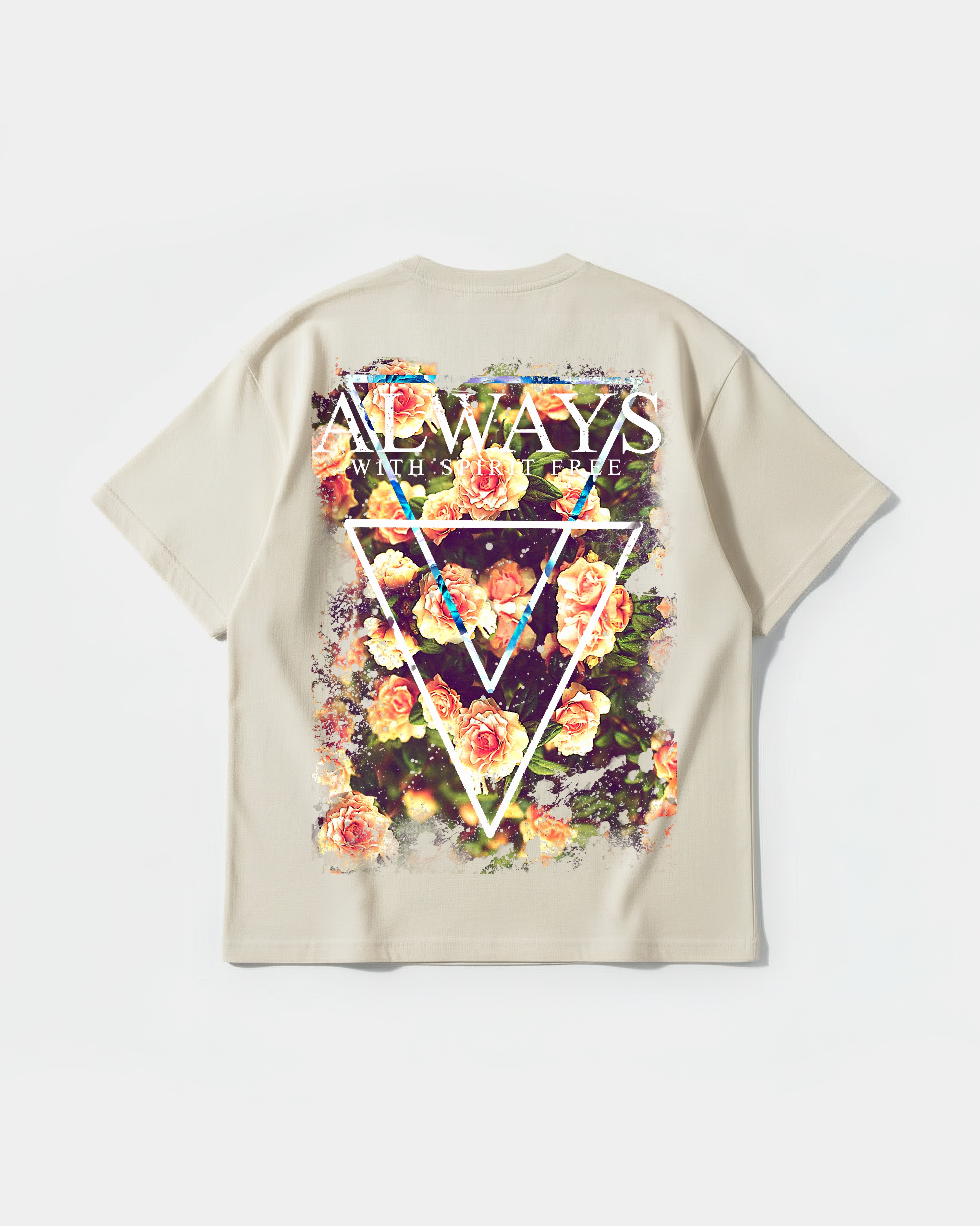 Camiseta Always Free Spirit Big Back Oversize Basic Beige
