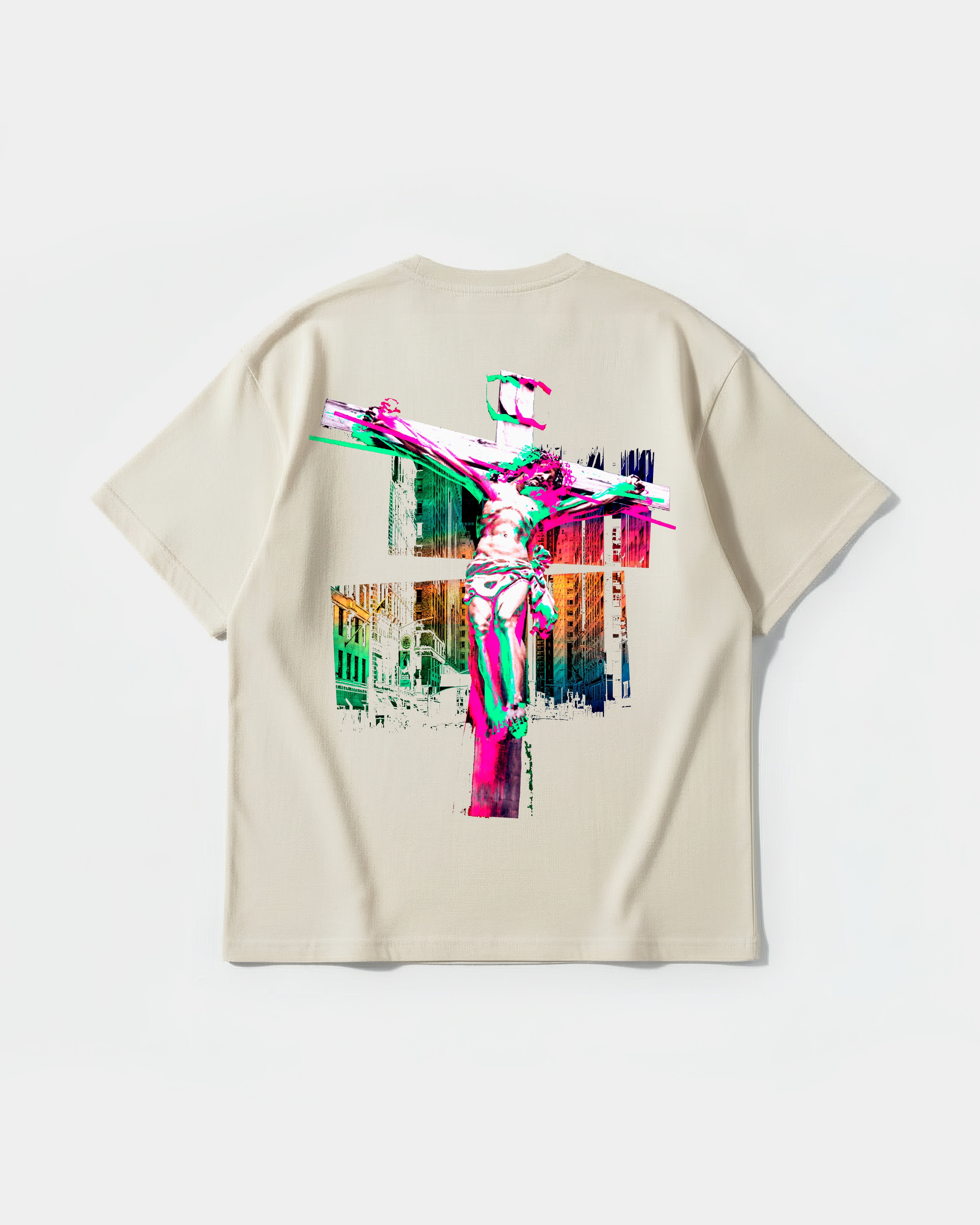 Camiseta Cristo Big Back Oversize Basic Beige