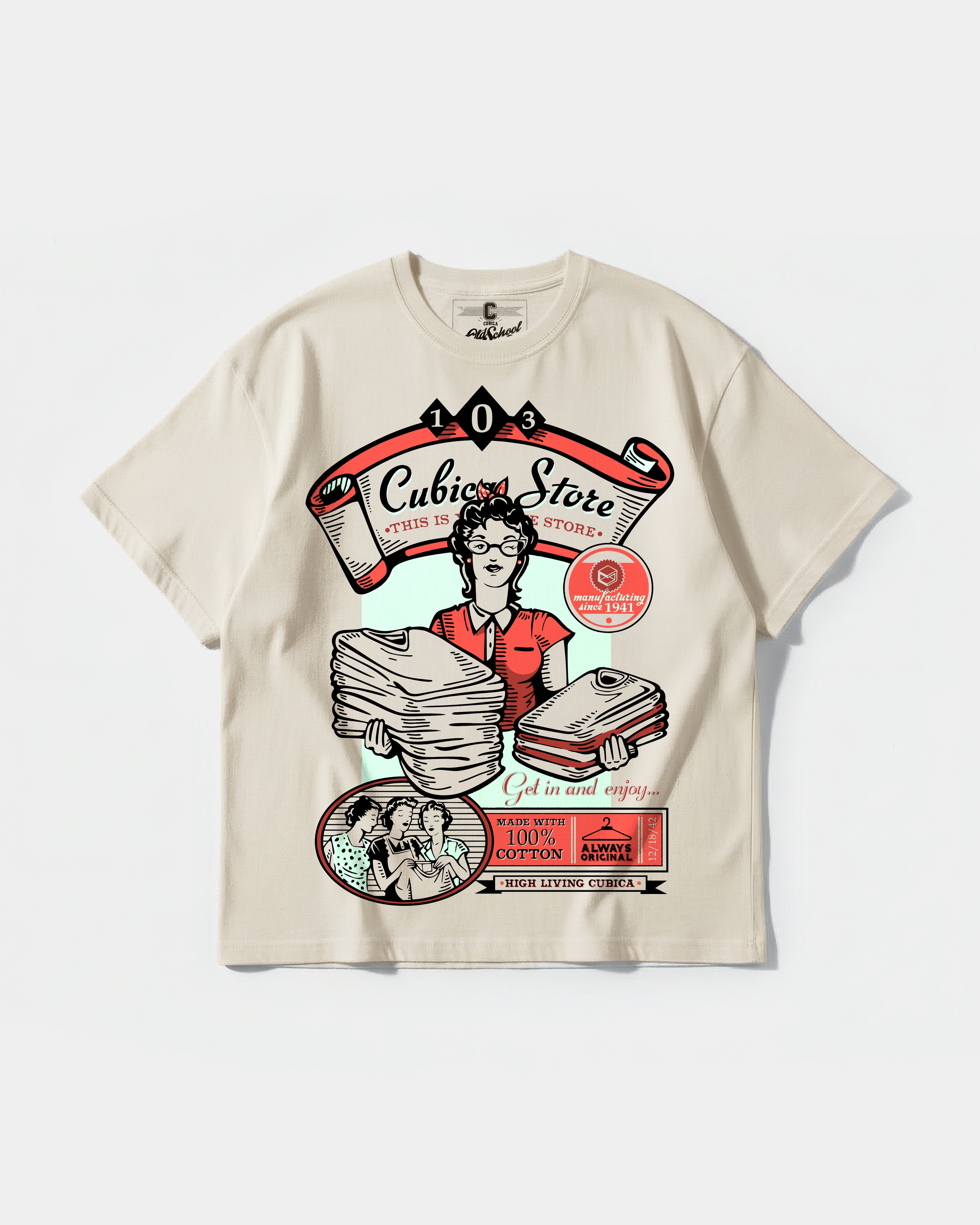 Camiseta Cubica Store Big Front Oversize Basic Beige
