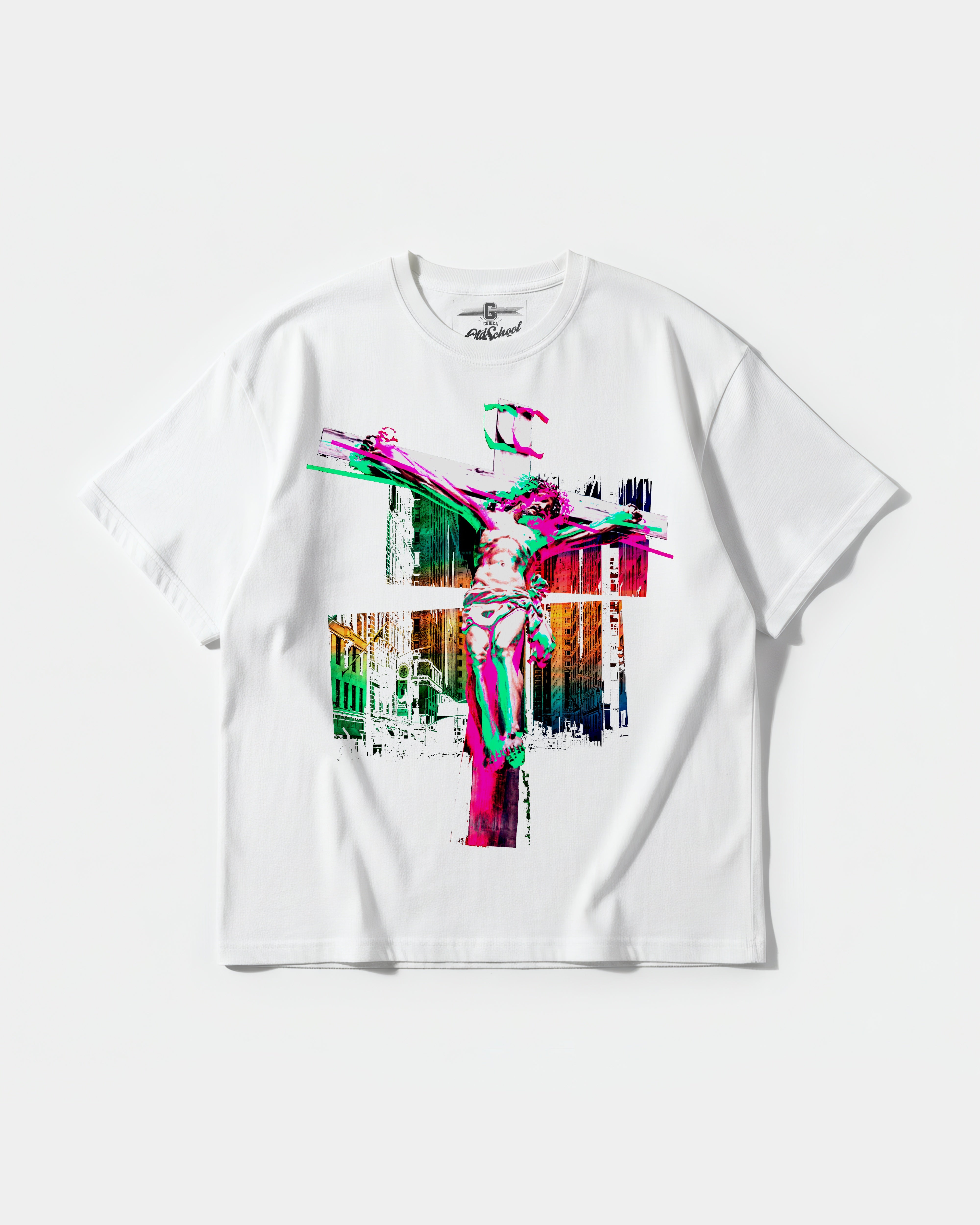 Camiseta Cristo Big Front Oversize Basic Blanco