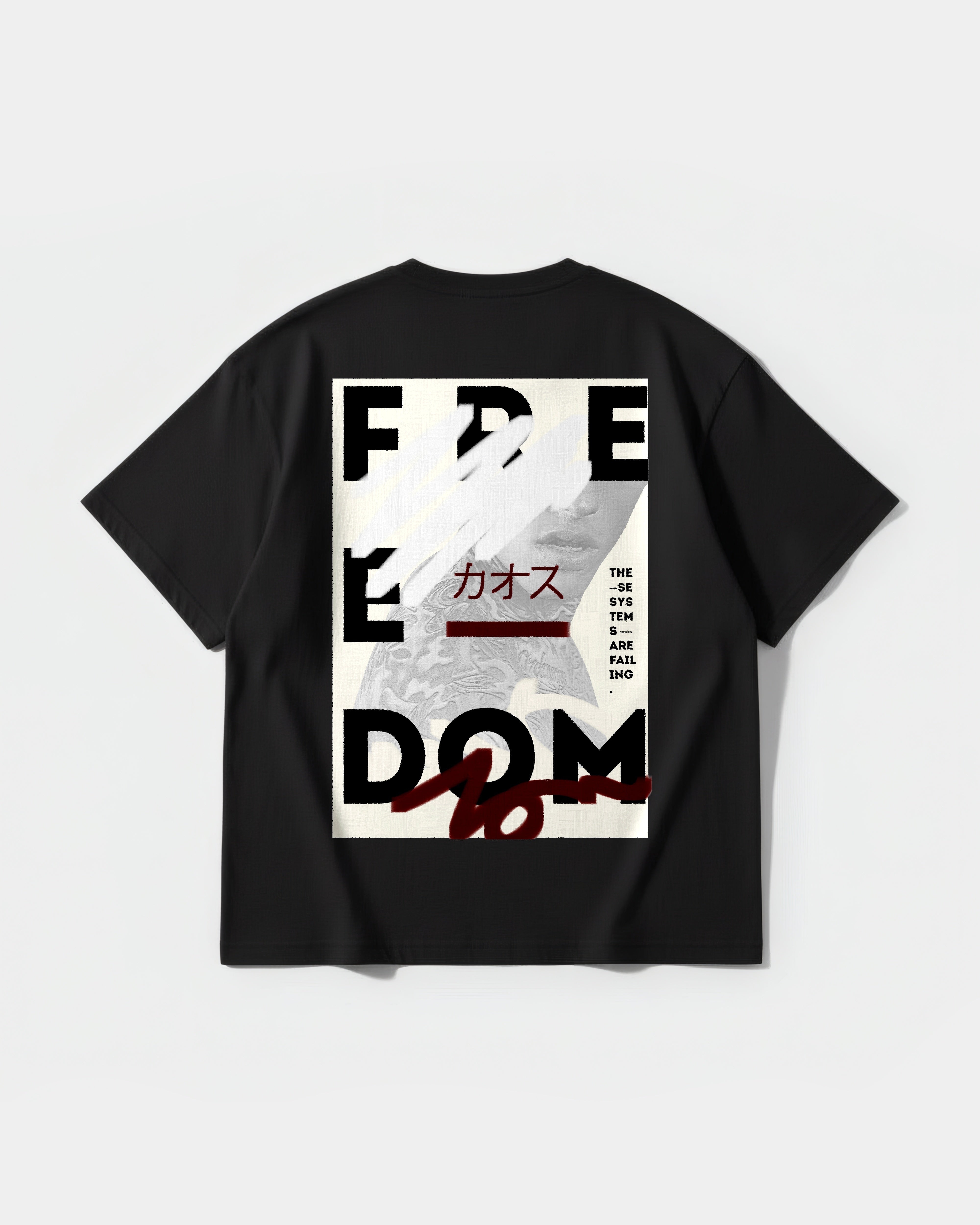 Camiseta Freedom Big Back Oversize Basic Negro