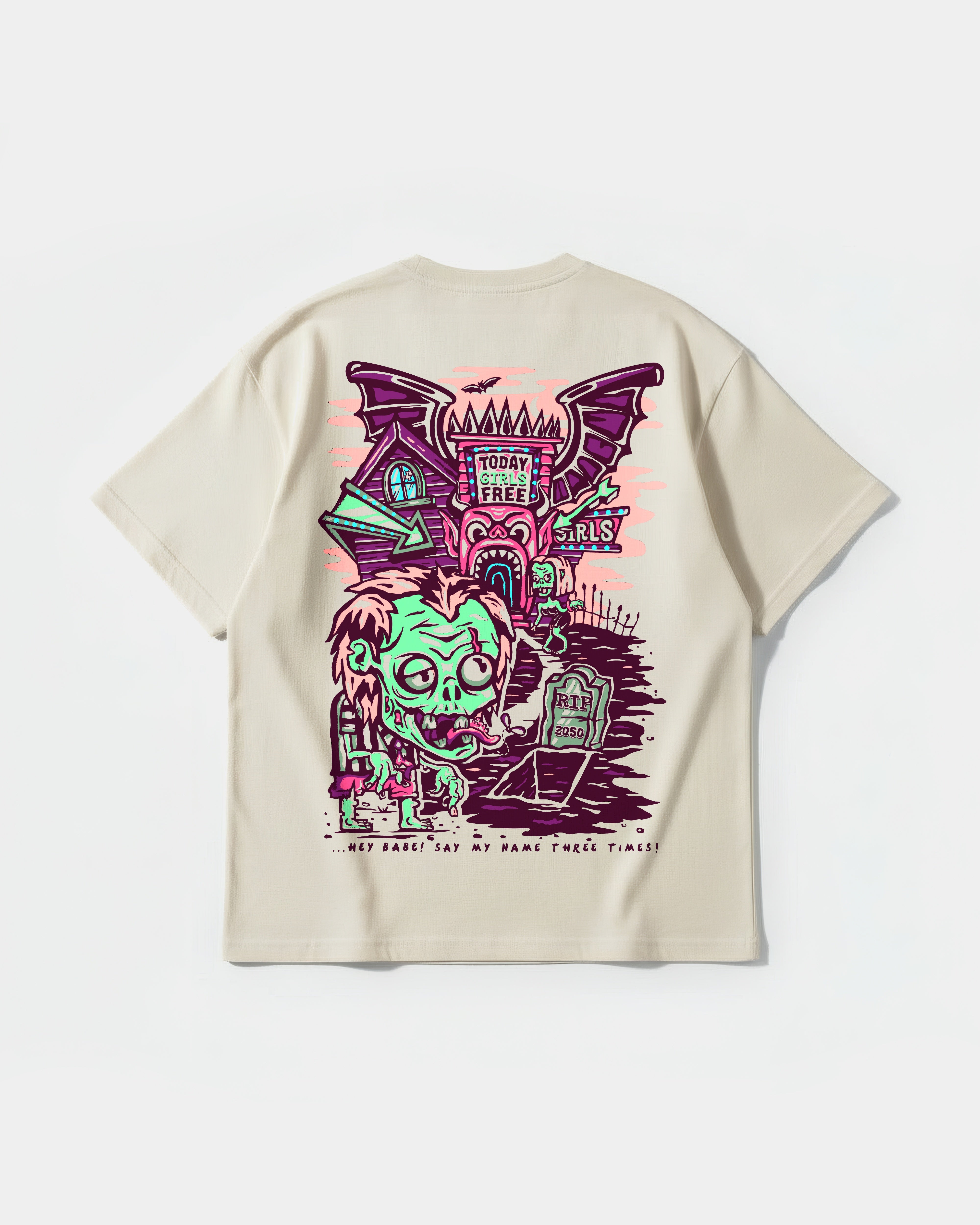 Camiseta Beetlejuice Pocket Front Oversize Basic Beige