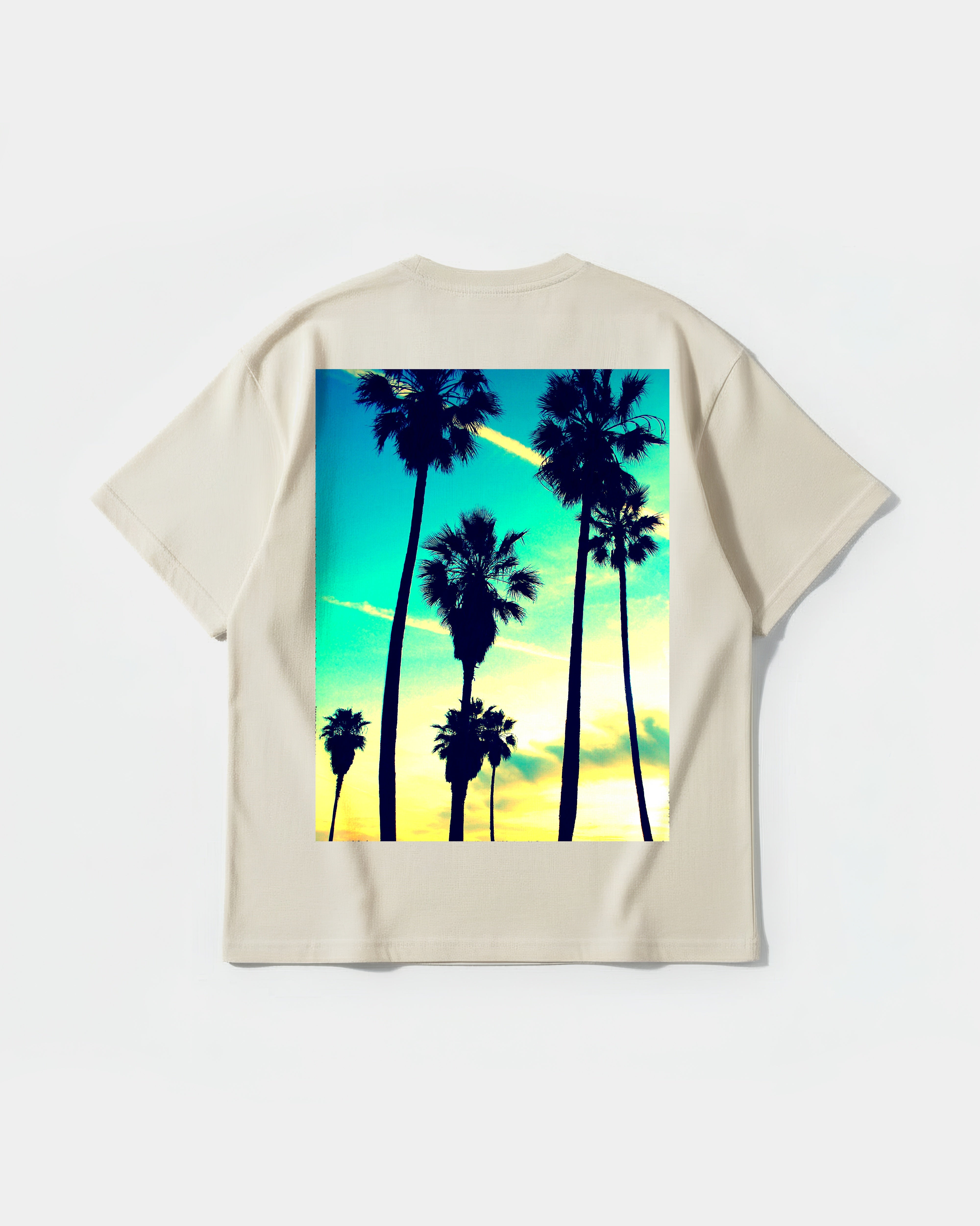 Camiseta Tropical Dusk Big Back Oversize Basic Beige