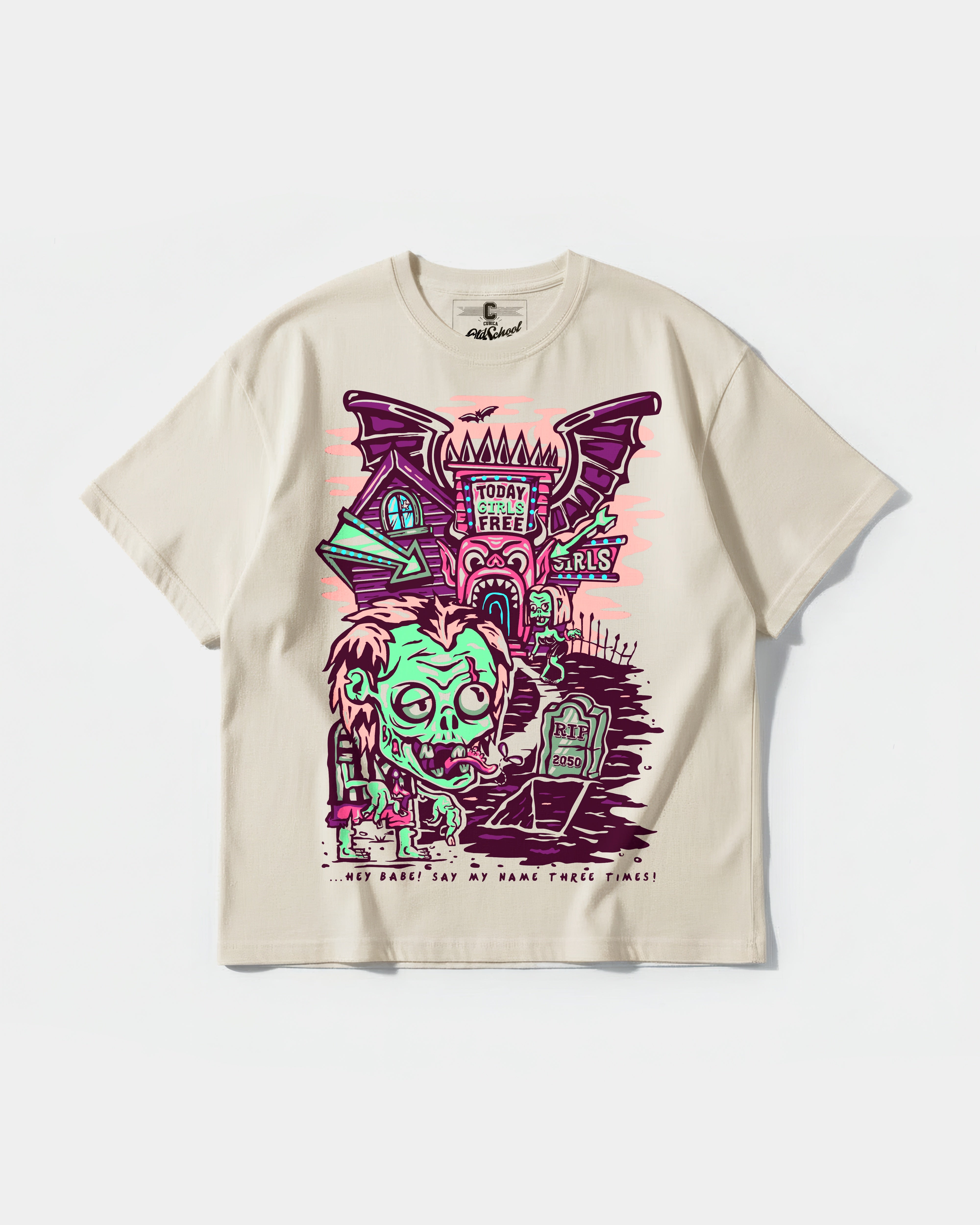 Camiseta Beetlejuice Big Front Oversize Basic Beige