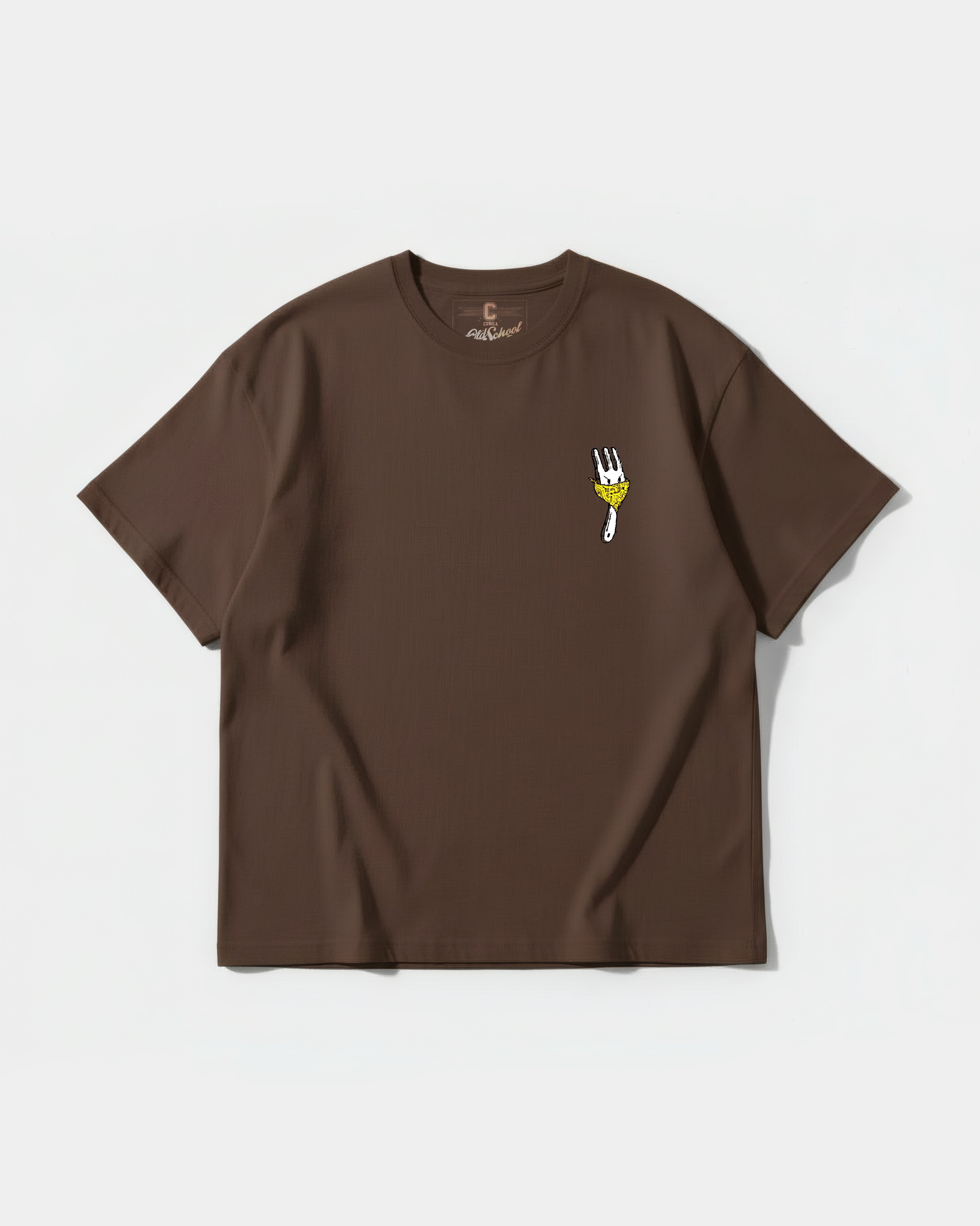 Camiseta Angry Fork Big Front Oversize Basic Marron