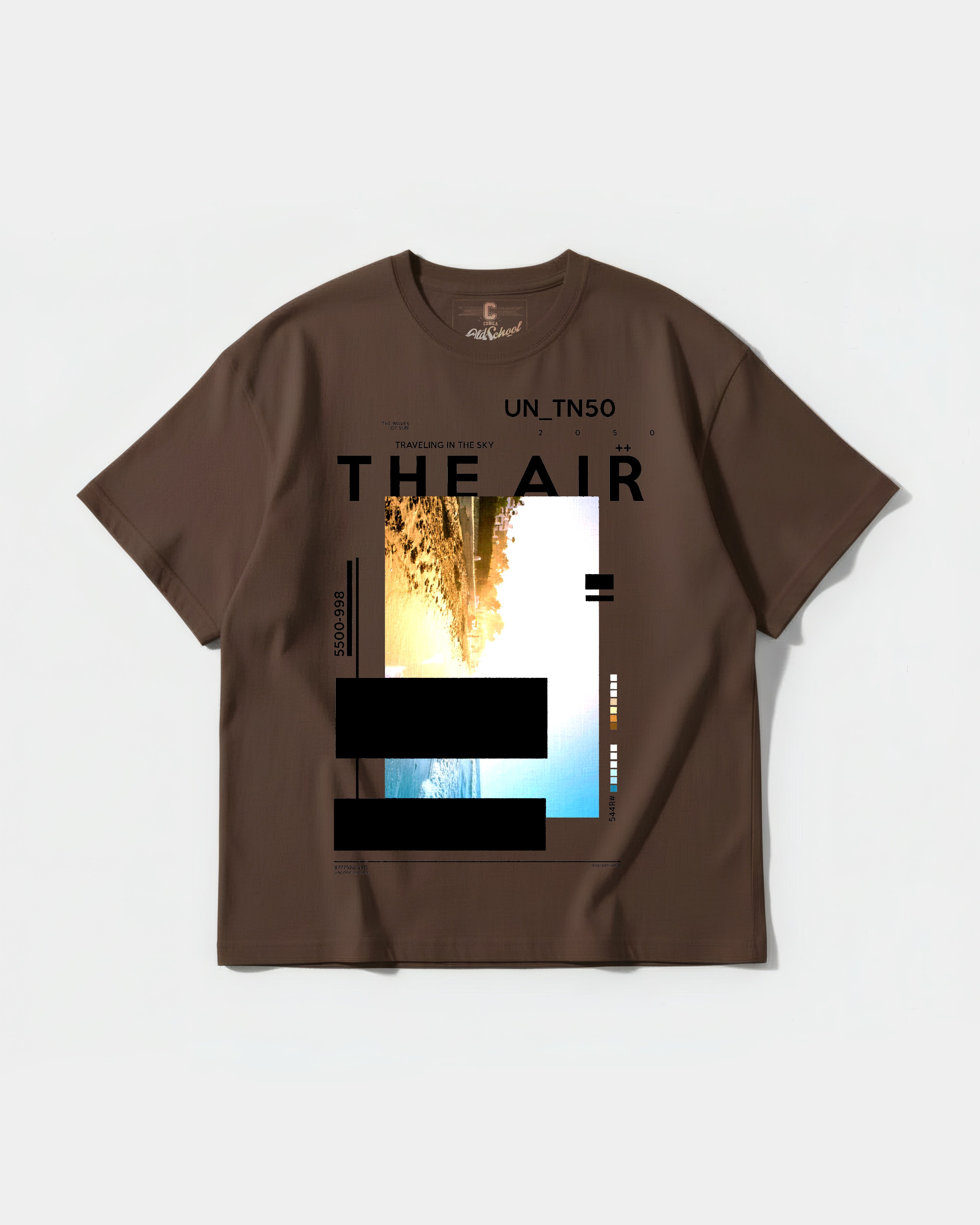 Camiseta Traveling In The Sky Big Front Oversize Basic Marron