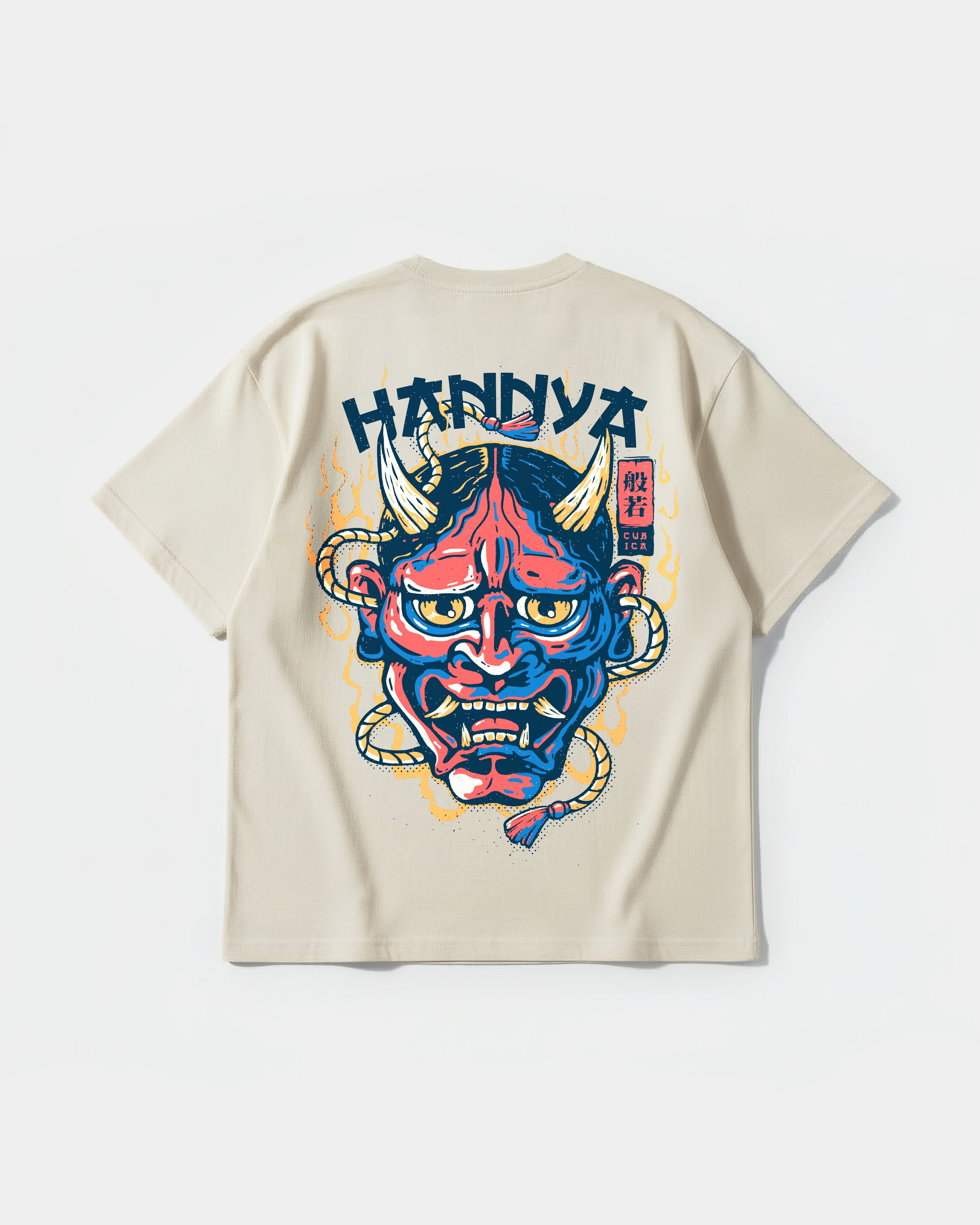 Camiseta China Hannya Pocket Front Oversize Basic Beige