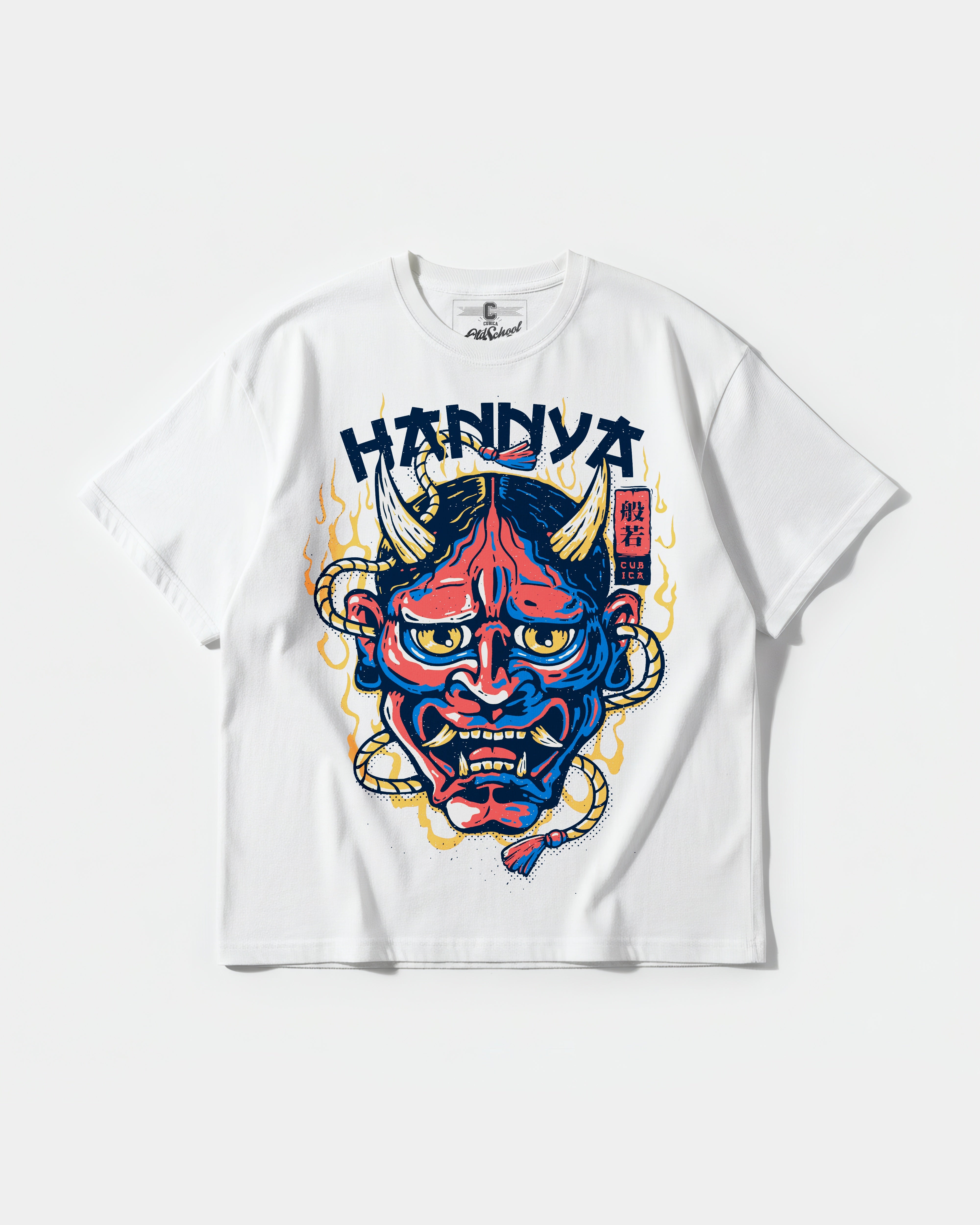 Camiseta China Hannya Big Front Oversize Basic Blanco