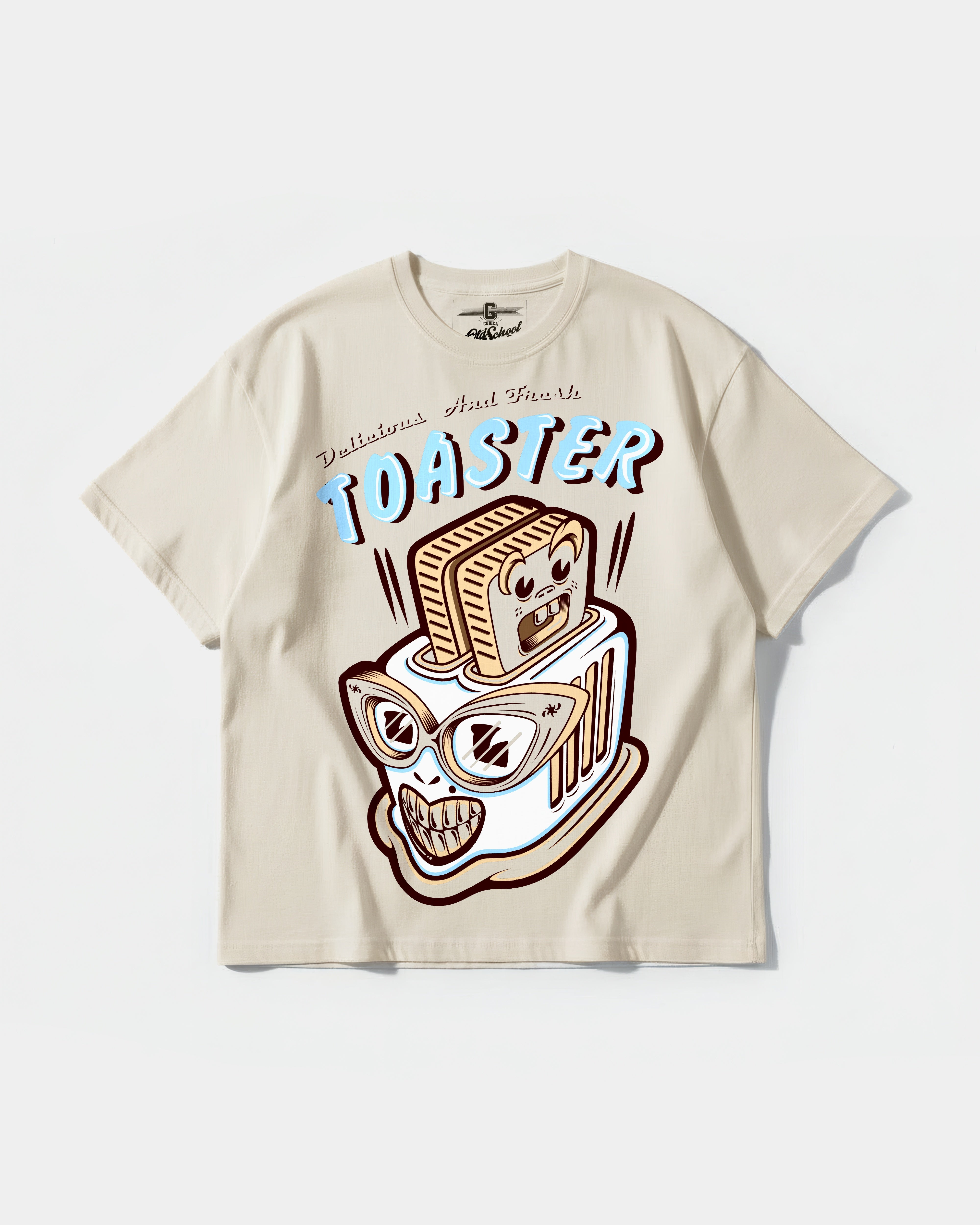 Camiseta Delicious Toaster Big Front Oversize Basic Beige