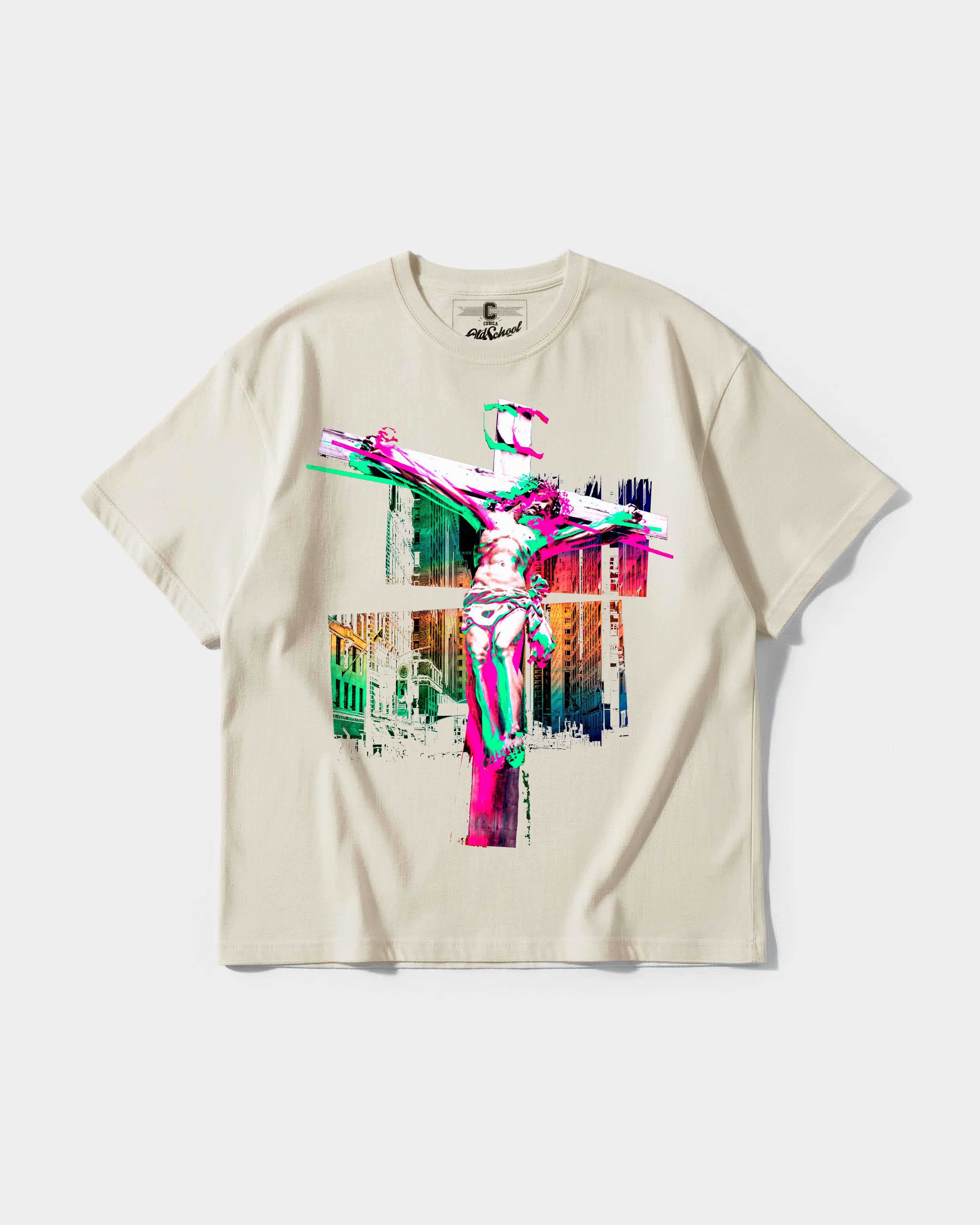 Camiseta Cristo Big Front Oversize Basic Beige