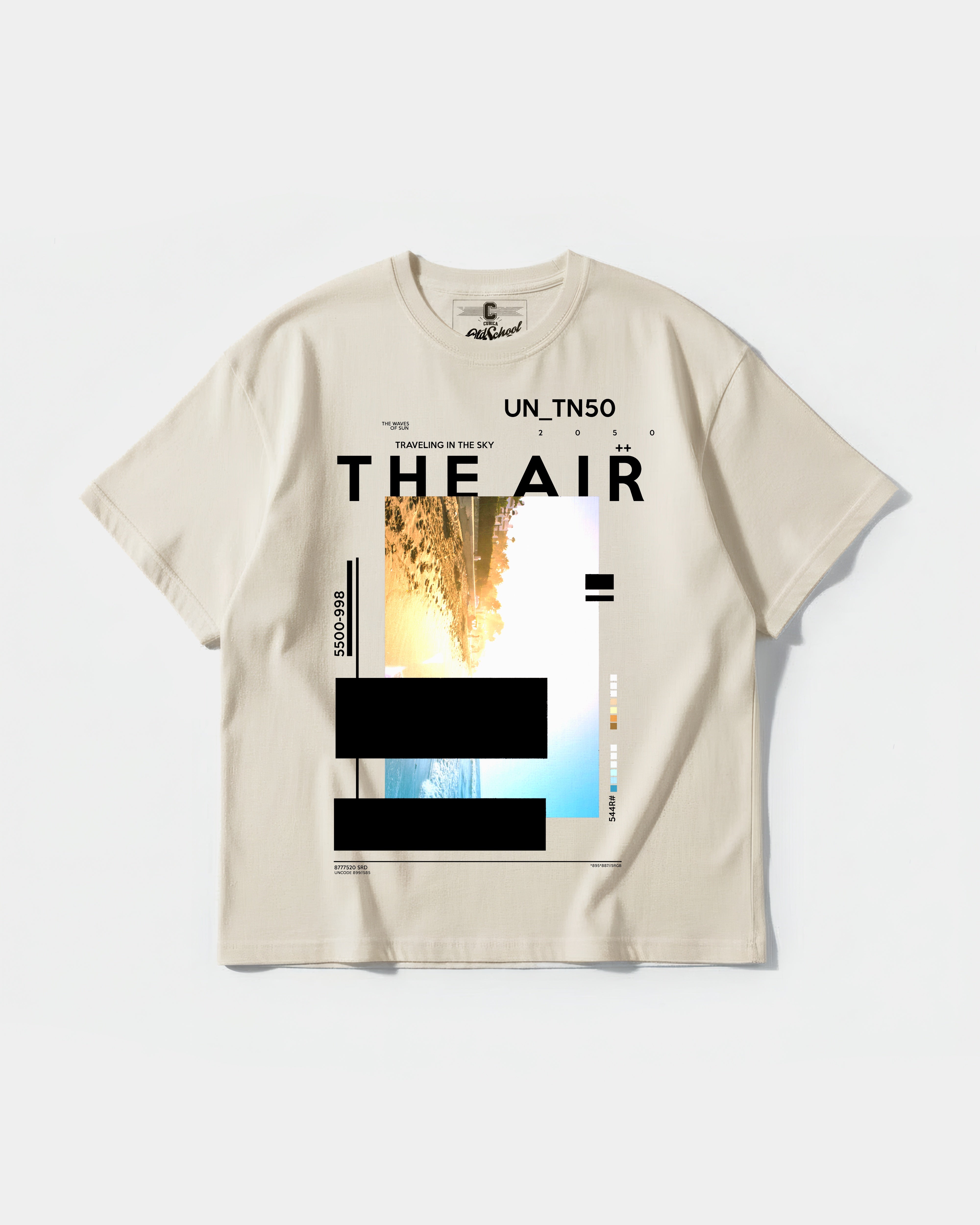 Camiseta Traveling In The Sky Big Front Oversize Basic Beige