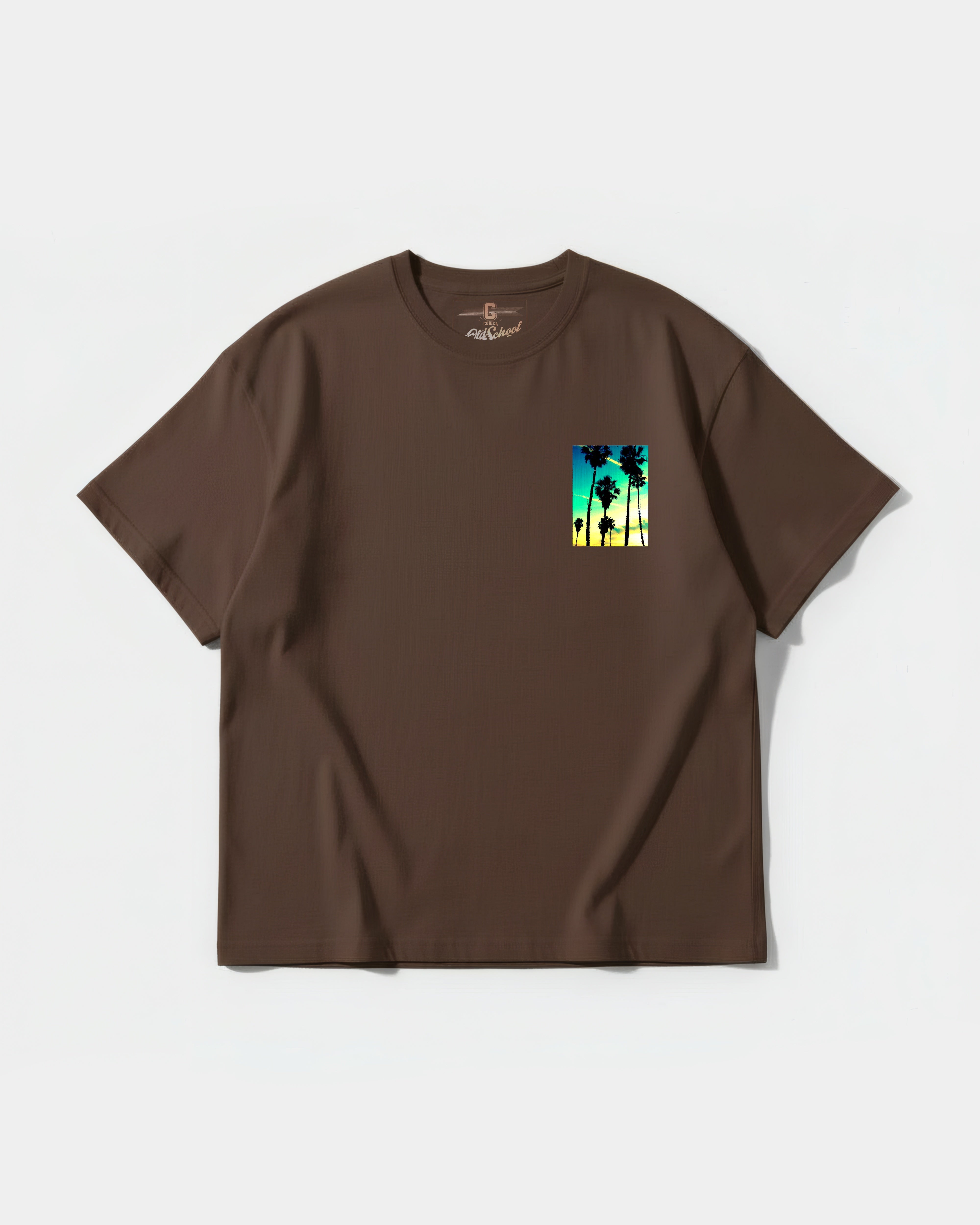 Camiseta Tropical Dusk Pocket Front Oversize Basic Marron