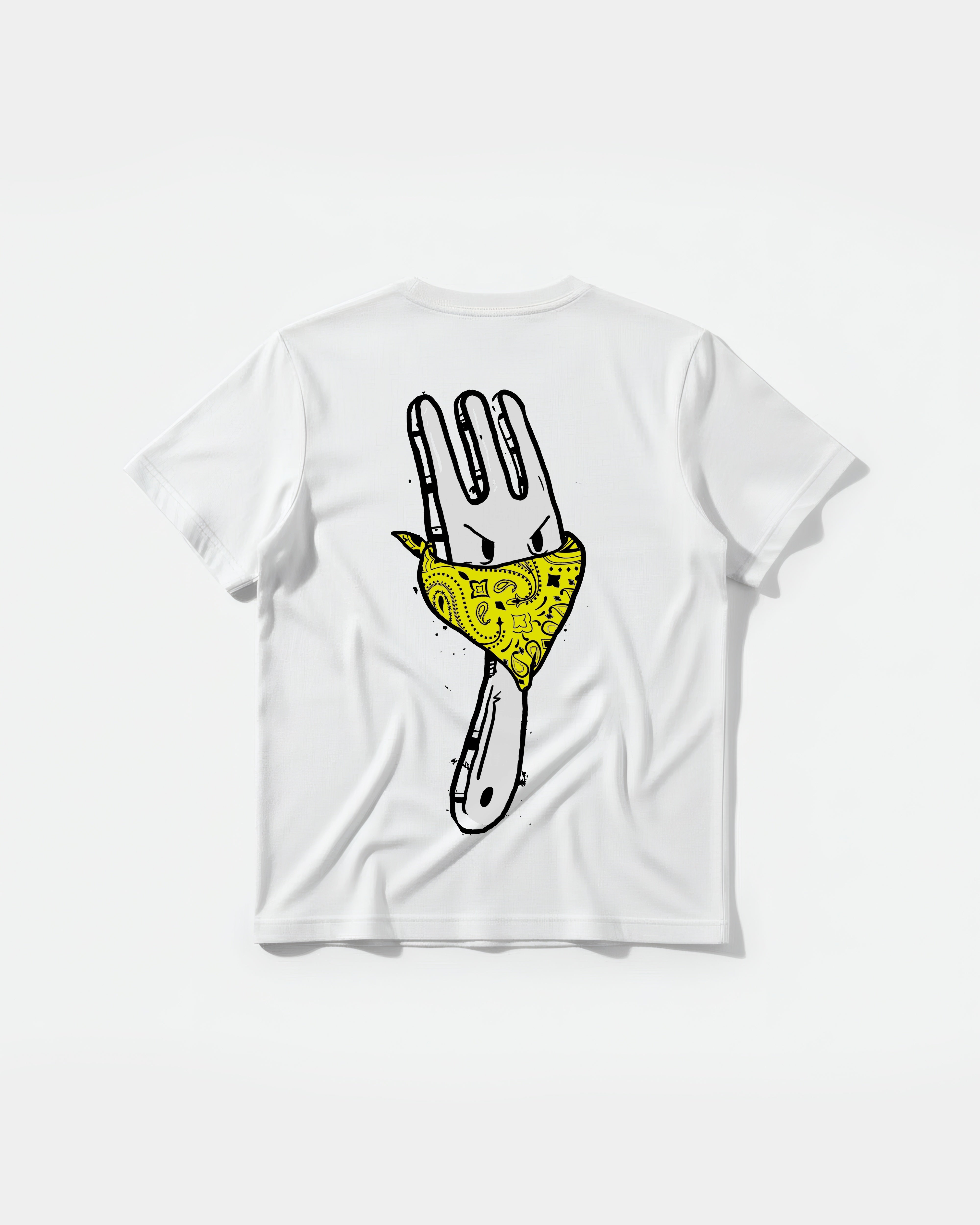 Camiseta Angry Fork Big Back Regular Basic Blanco