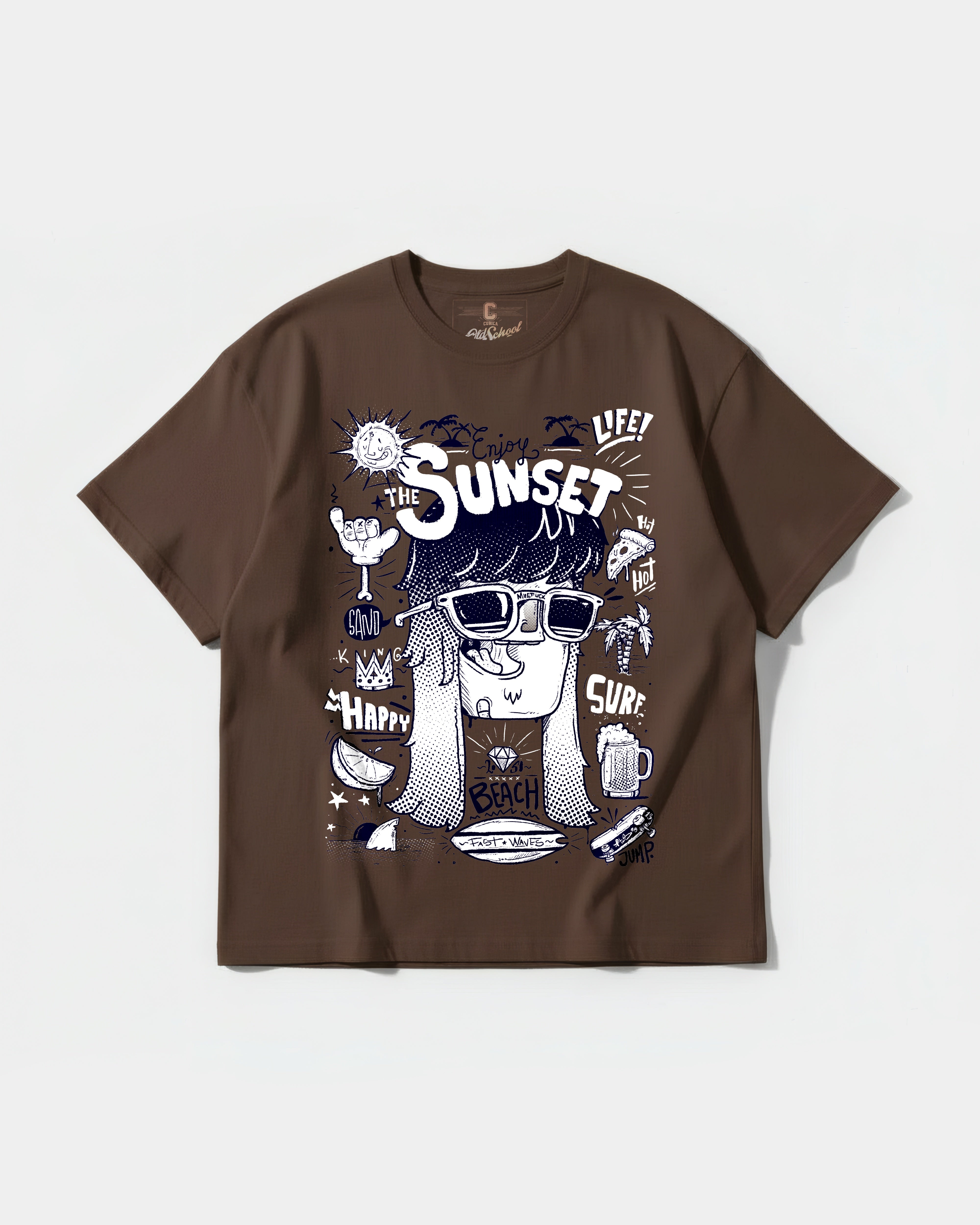 Camiseta Enjoy Sunset Big Front Oversize Basic Marron
