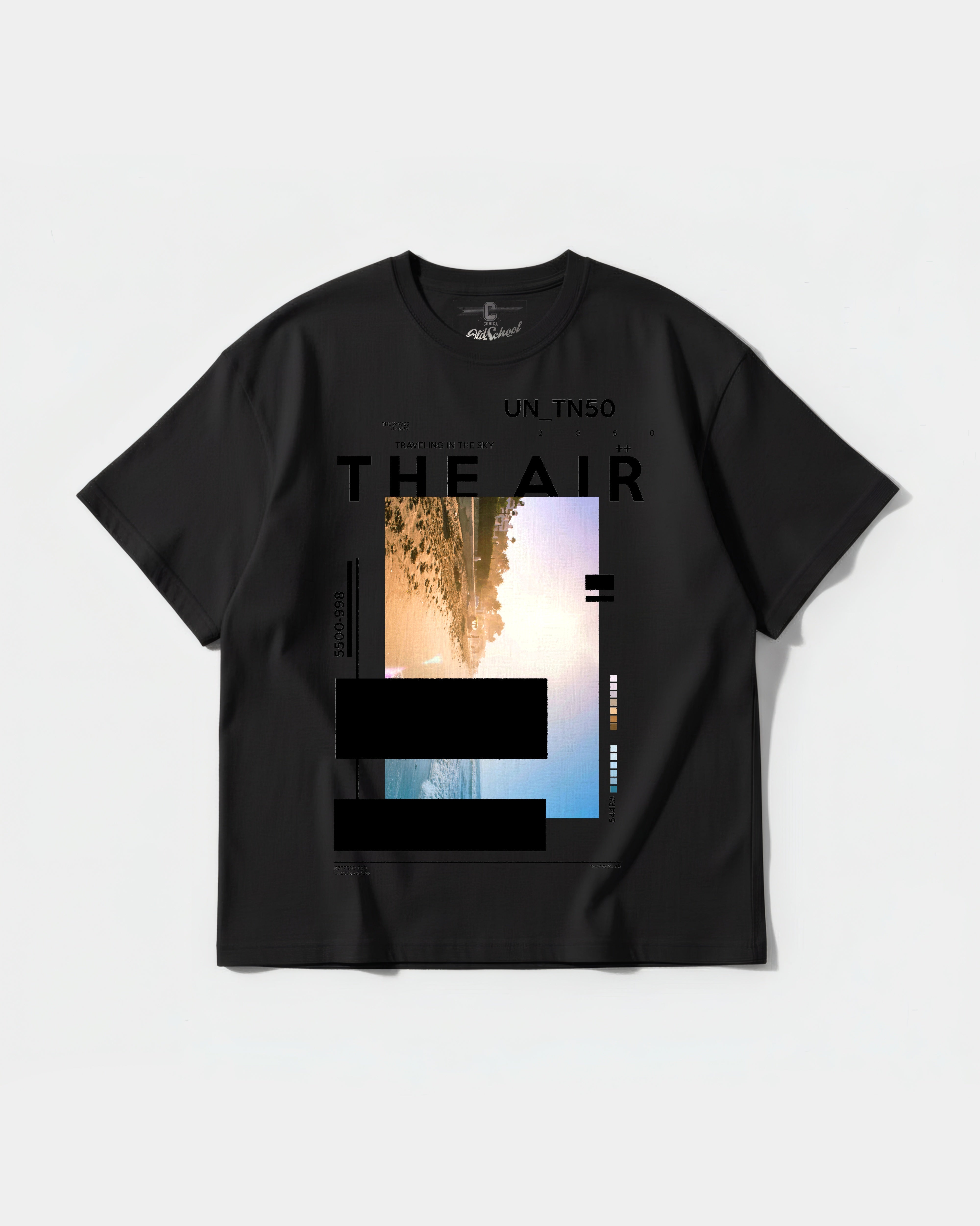 Camiseta Traveling In The Sky Big Front Oversize Basic Negro