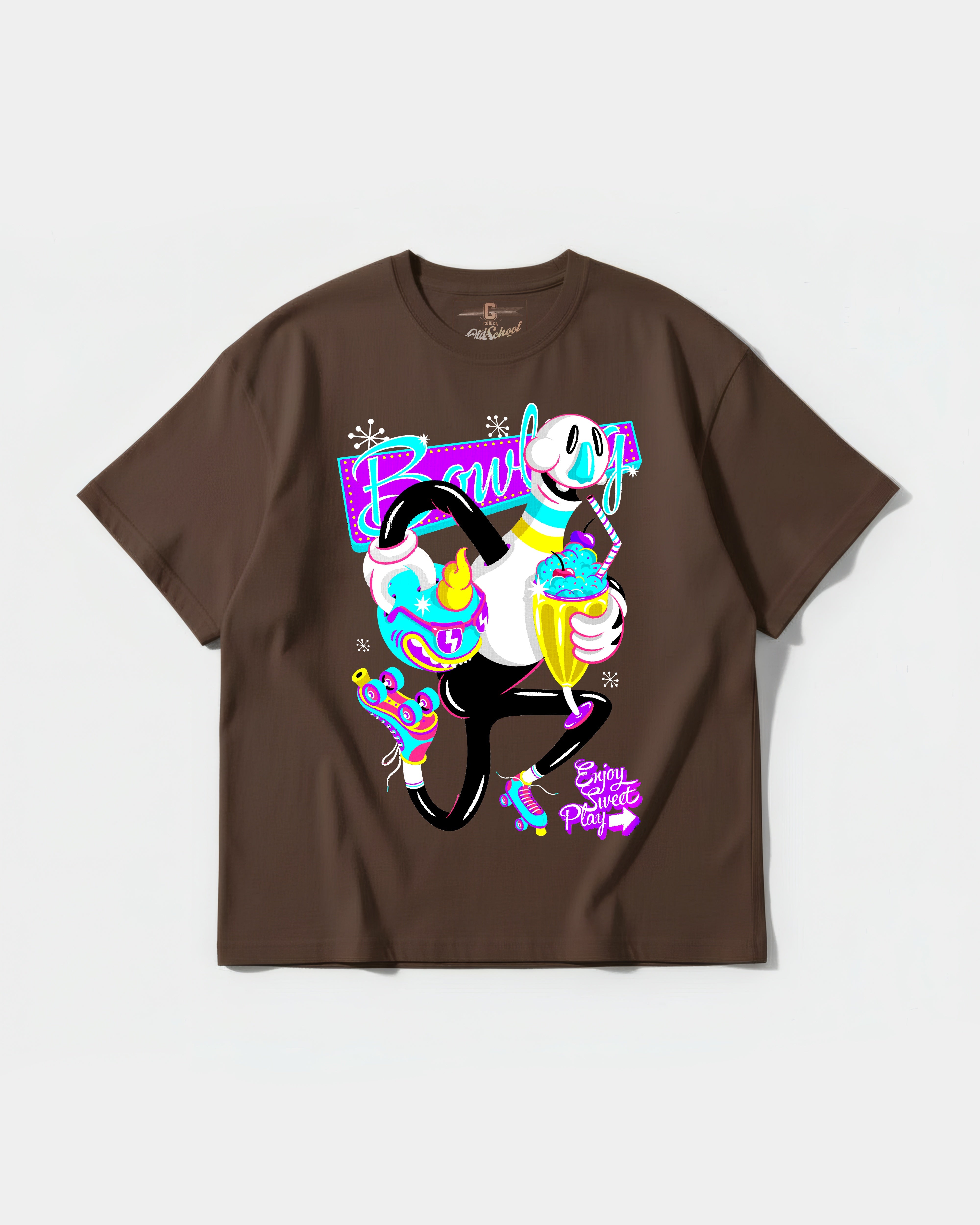 Camiseta Enjoy Sweet Play Big Front Oversize Basic Marron