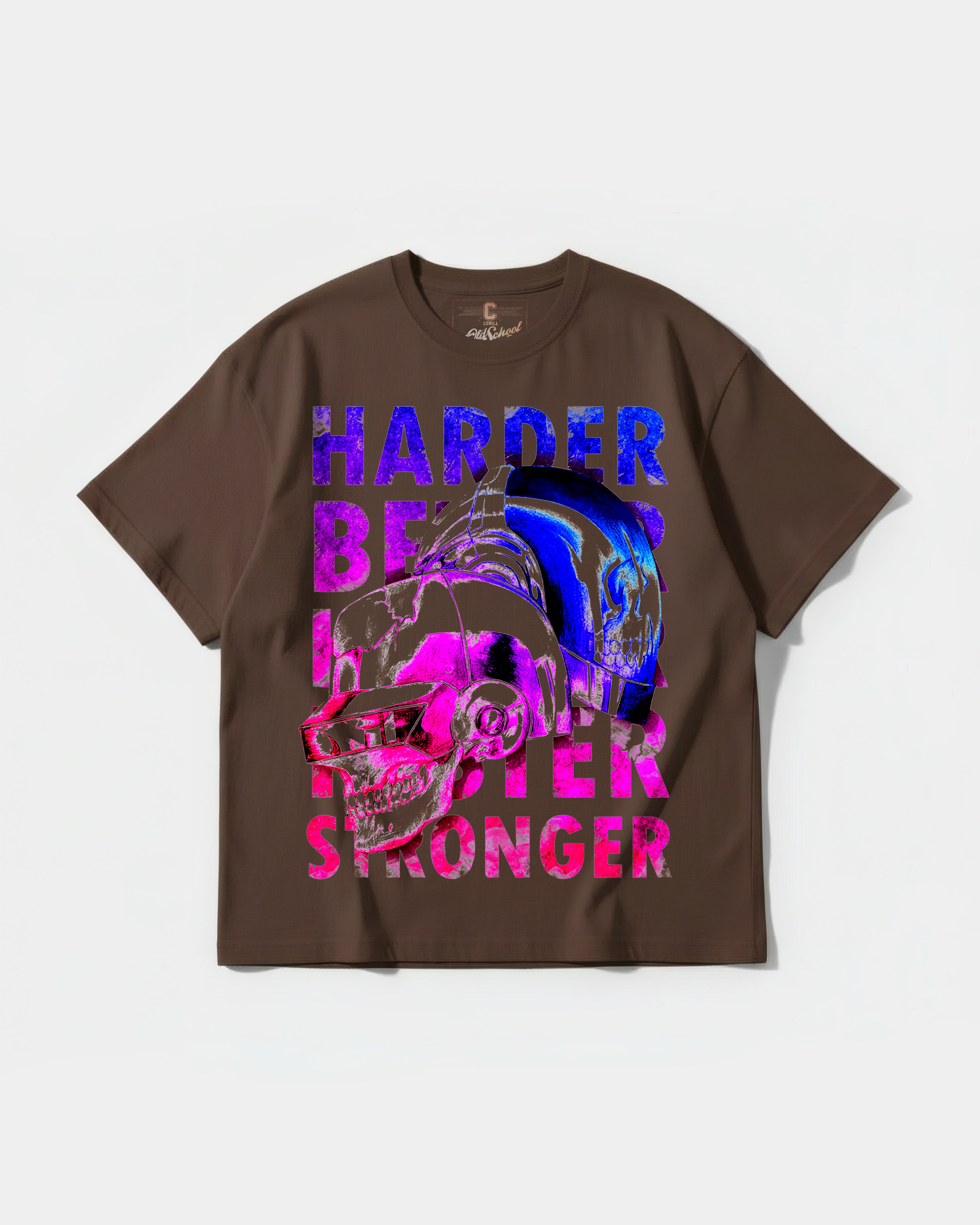 Camiseta Craneos Daft Punk Front Oversize Basic Marron