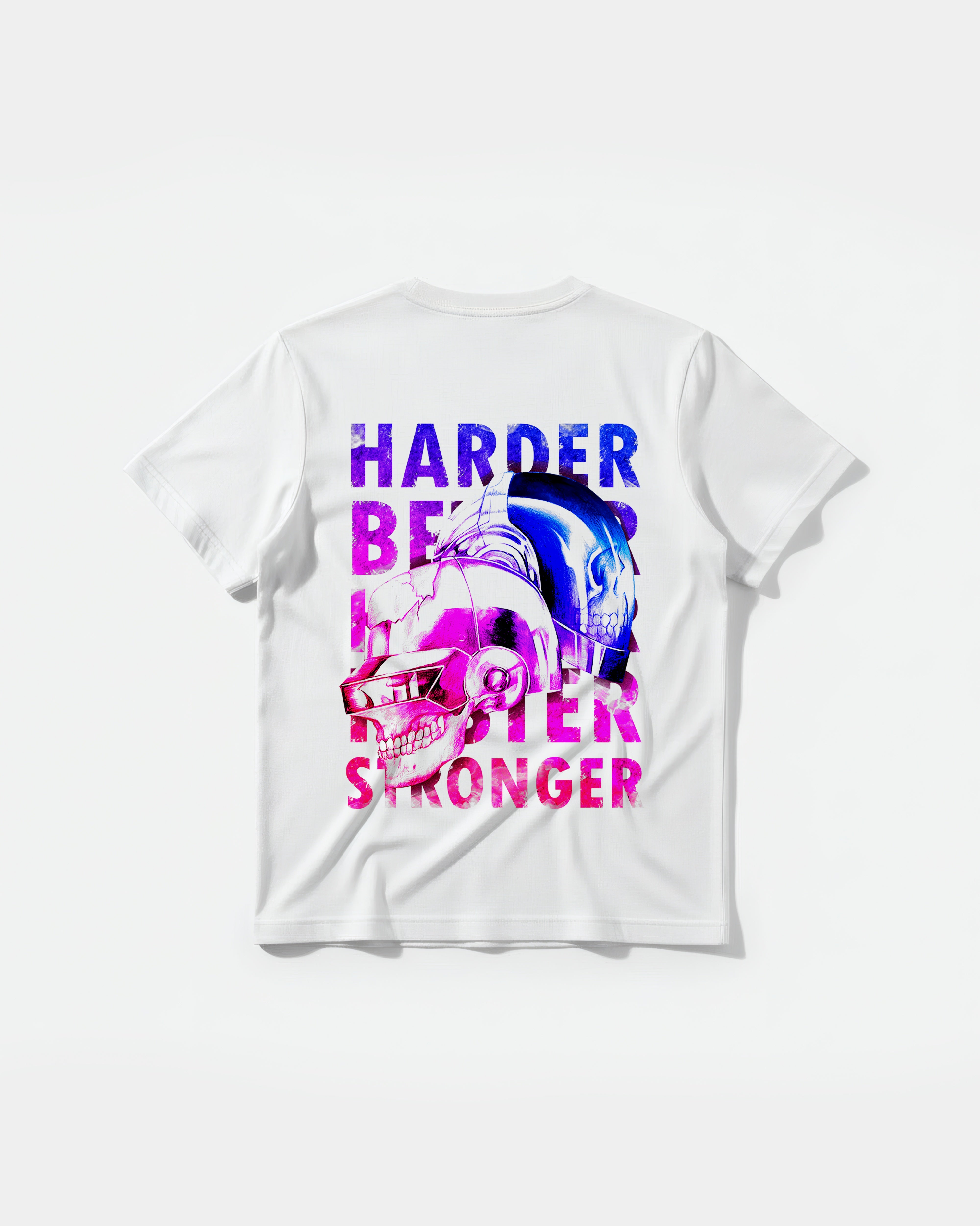 Camiseta Craneos Daft Punk Back Regular Basic Blanco