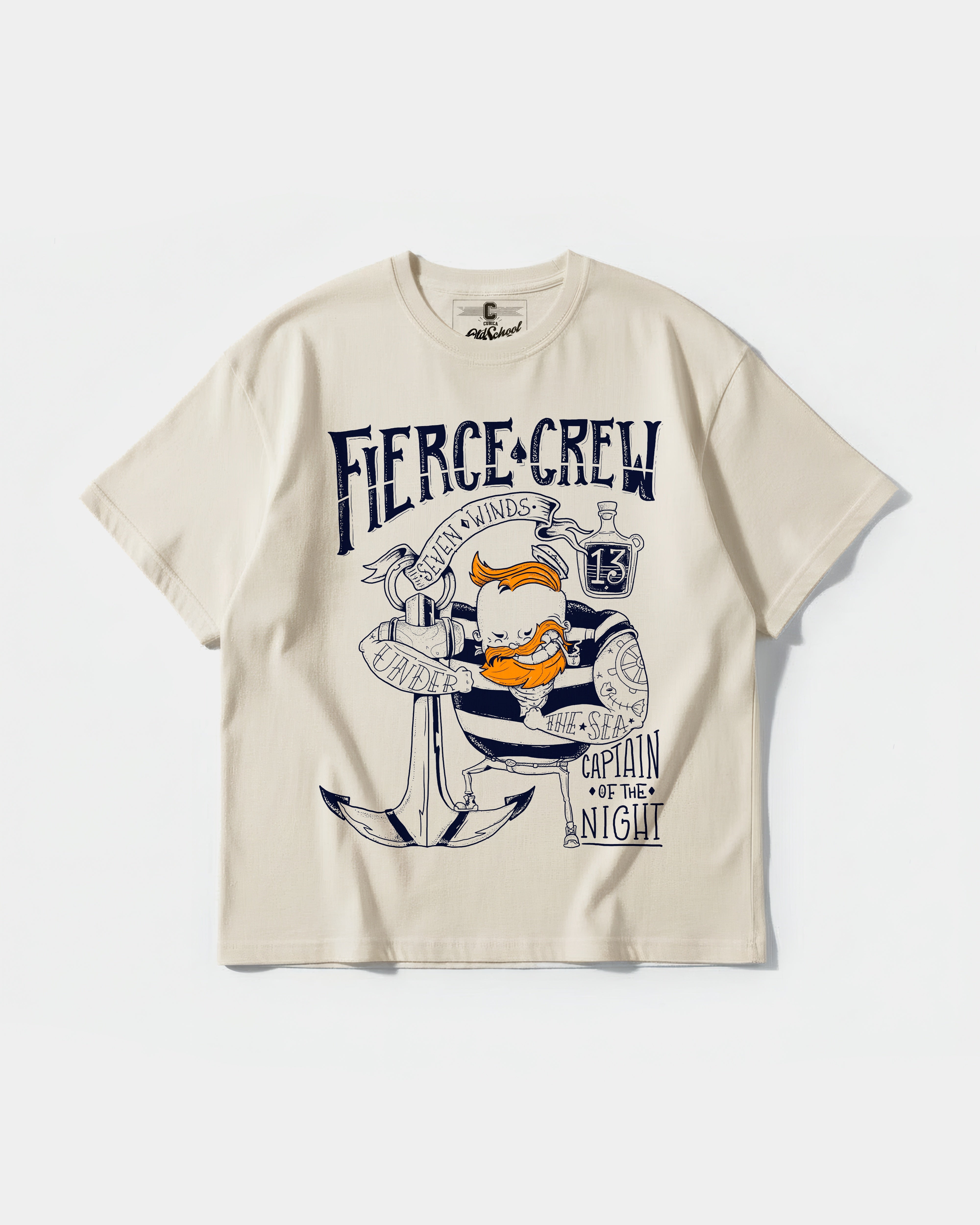 Camiseta Fierce Crew Big Front Oversize Basic Beige