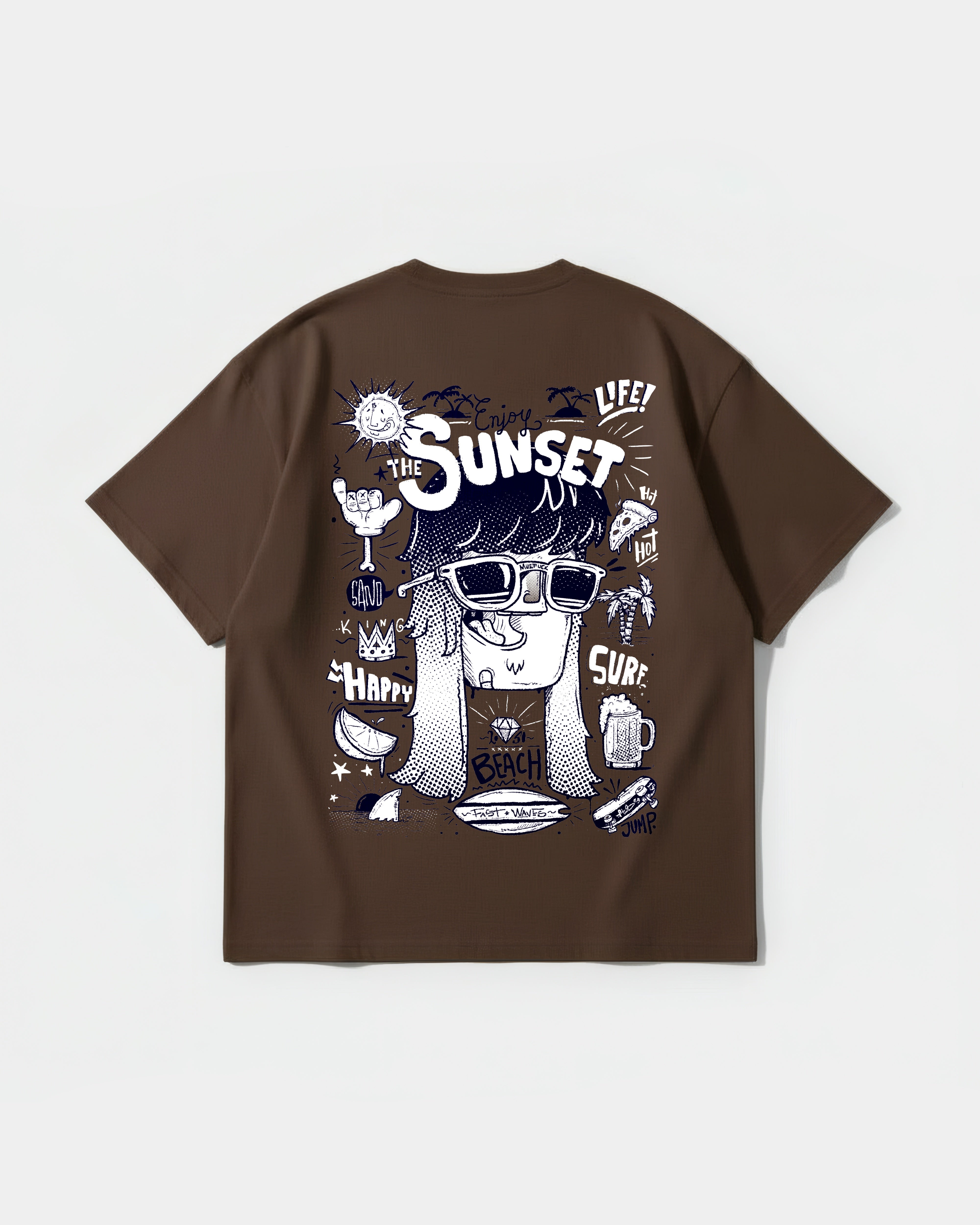 Camiseta Enjoy Sunset Big Back Oversize Basic Marron