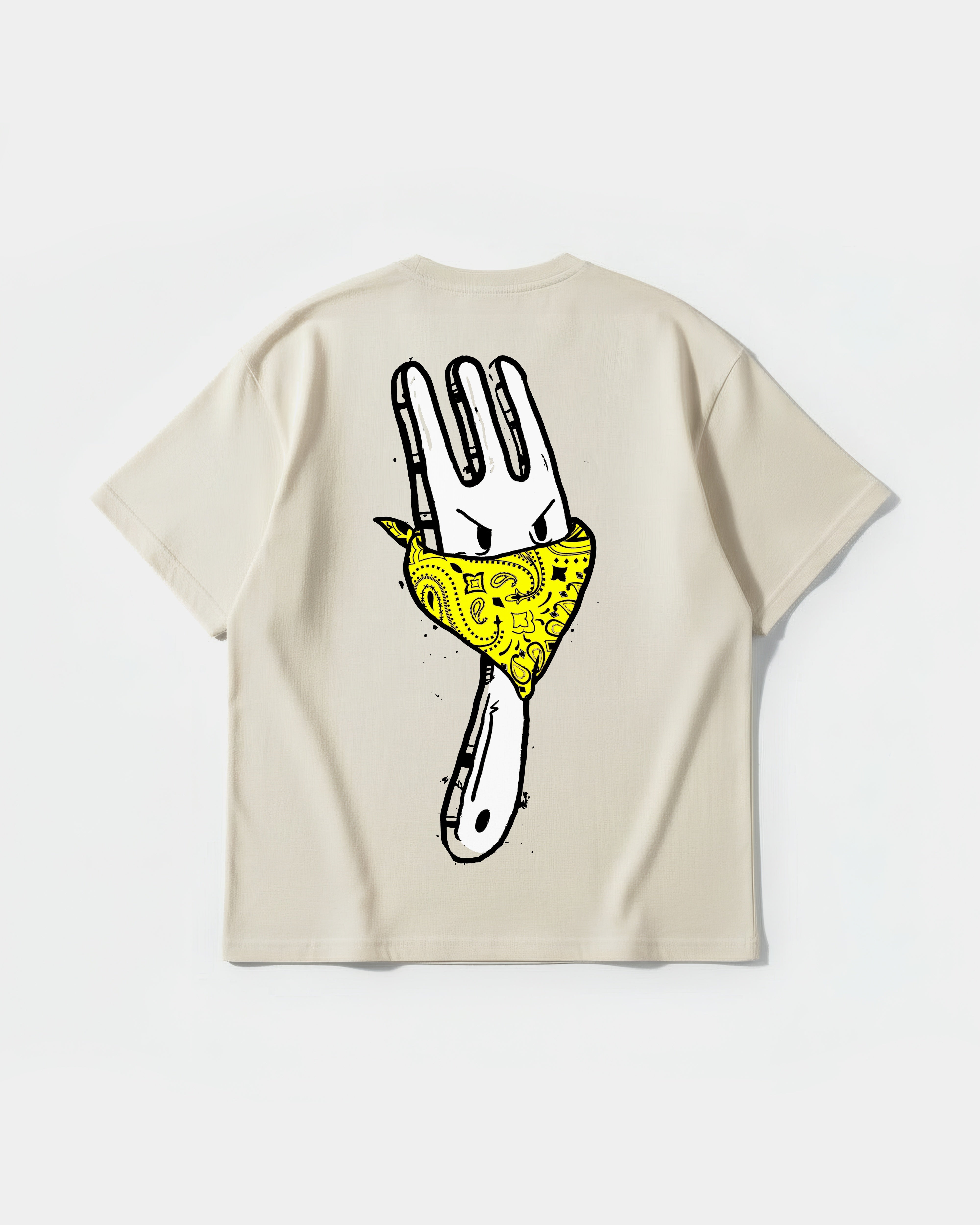 Camiseta Angry Fork Big Back Oversize Basic Beige
