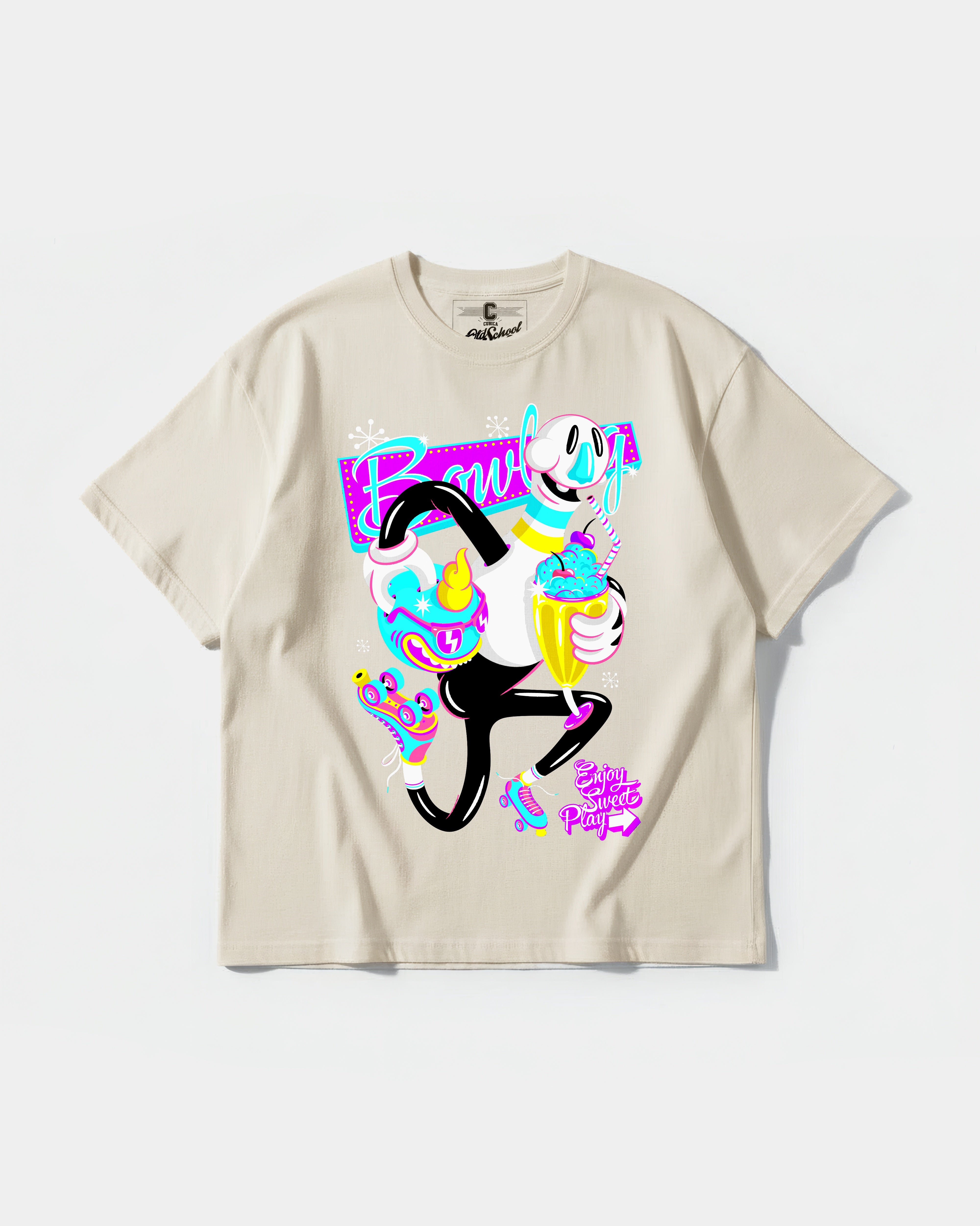 Camiseta Enjoy Sweet Play Big Front Oversize Basic Beige
