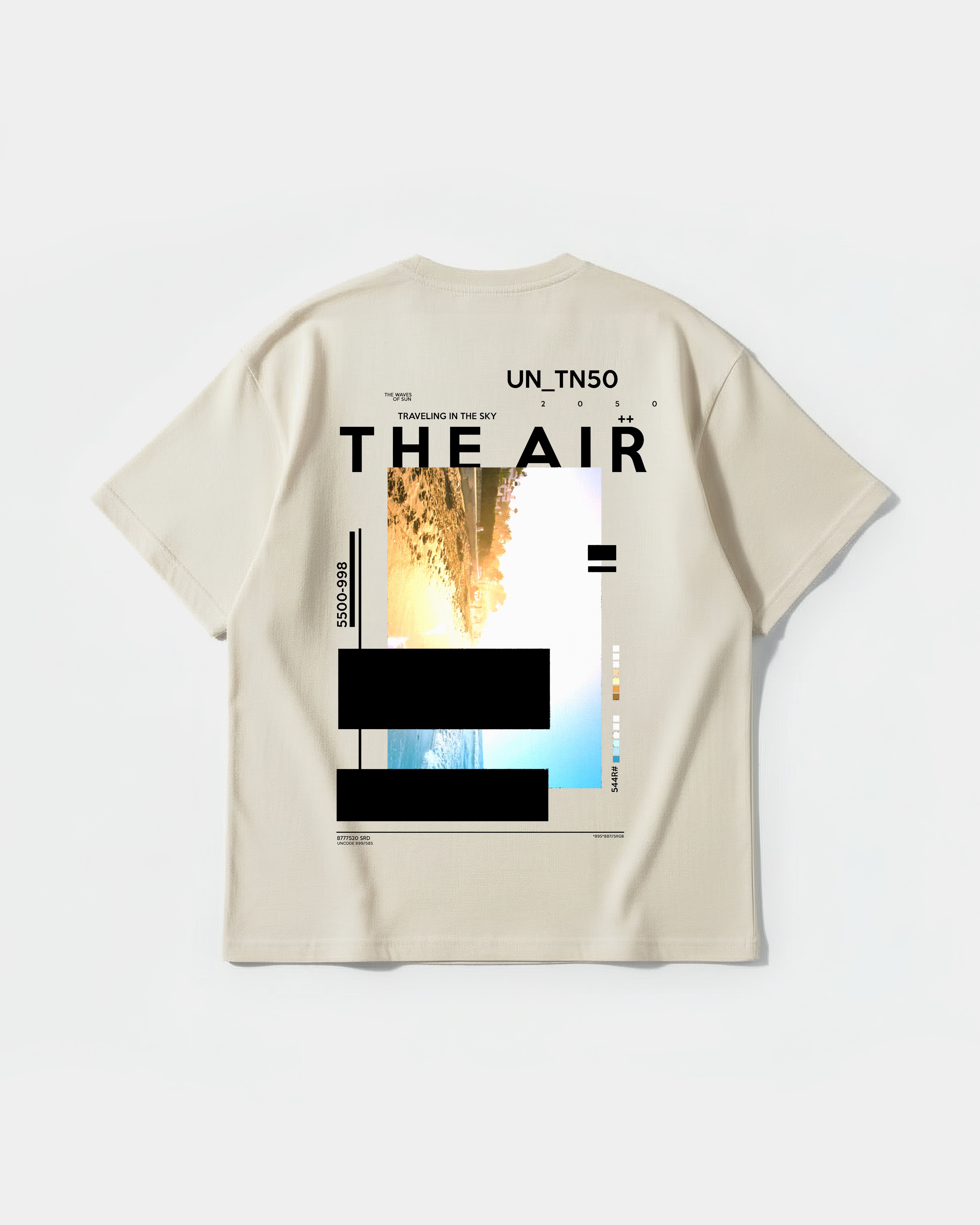 Camiseta Traveling In The Sky Big Back Oversize Basic Beige