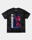 Camiseta Homies White Big Front Oversize Acid Negro