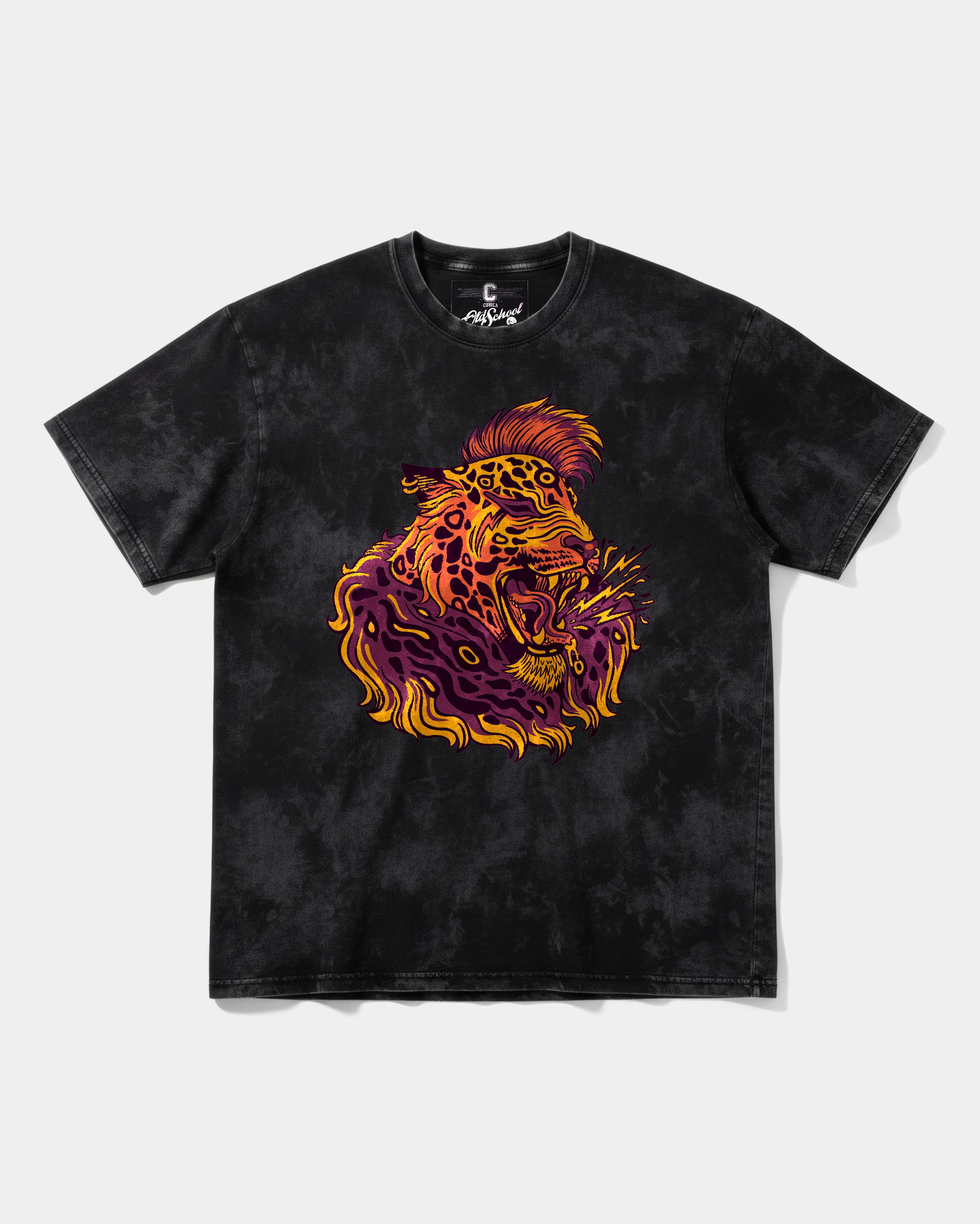 Punk Leopard Big Front Oversize Acid T-shirt