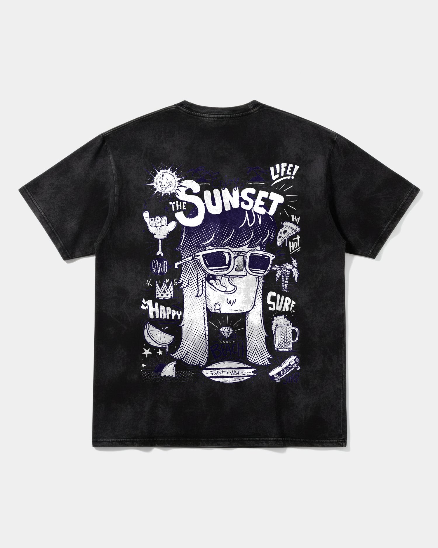 Camiseta Enjoy Sunset Big Back Oversize Acid Negro