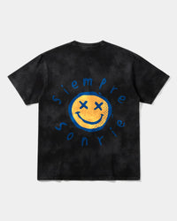Camiseta Siempre Sonrie Big Front Oversize Acid Negro